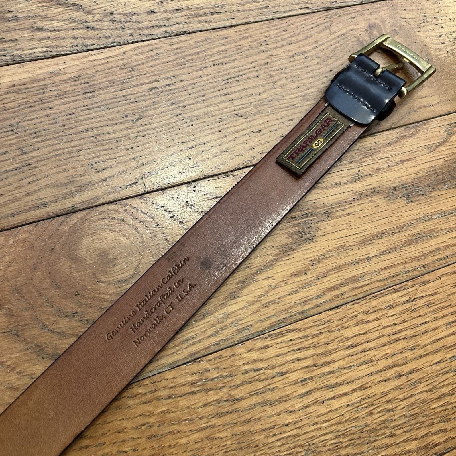 Trafalgar Genuine Italian Leather Handcrafted Dark Brown Belt 38 Size 38 - 3 Thumbnail