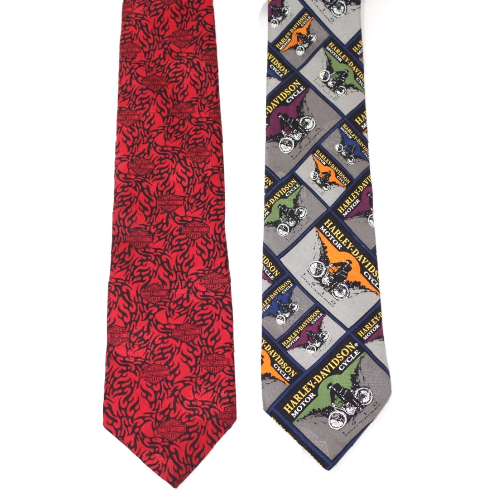 Harley Davidson Harley Davidson Silk Neckties Red Black Motorcycles Lot of 2 Size ONE SIZE - 2 Thumbnail