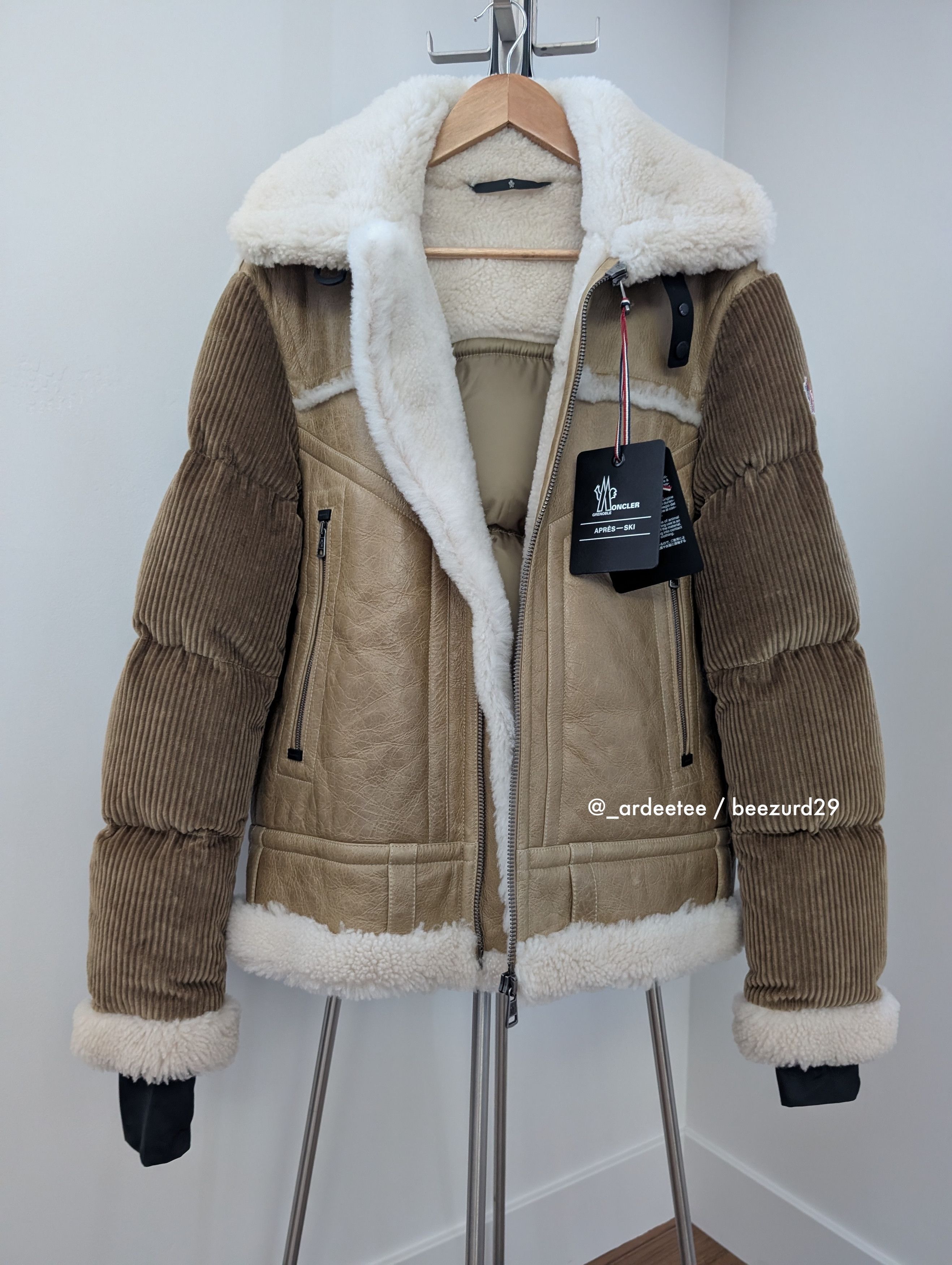 Moncler Grenoble *NEW* $8K SHEARLING LEATHER/DOWN ARGENS PUFFER JACKET Size US M / EU 48-50 / 2 - 5 Thumbnail