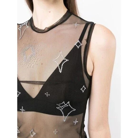 Other Saint Sintra Crystal Mesh Hot Fix Tank 40 4 S Black SSENSE Size US S / EU 44-46 / 1 - 15 Thumbnail