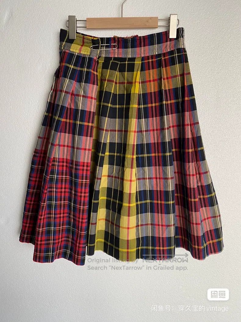 Comme Des Garcons size S Ultra-wide Plaid Pleated Skirt