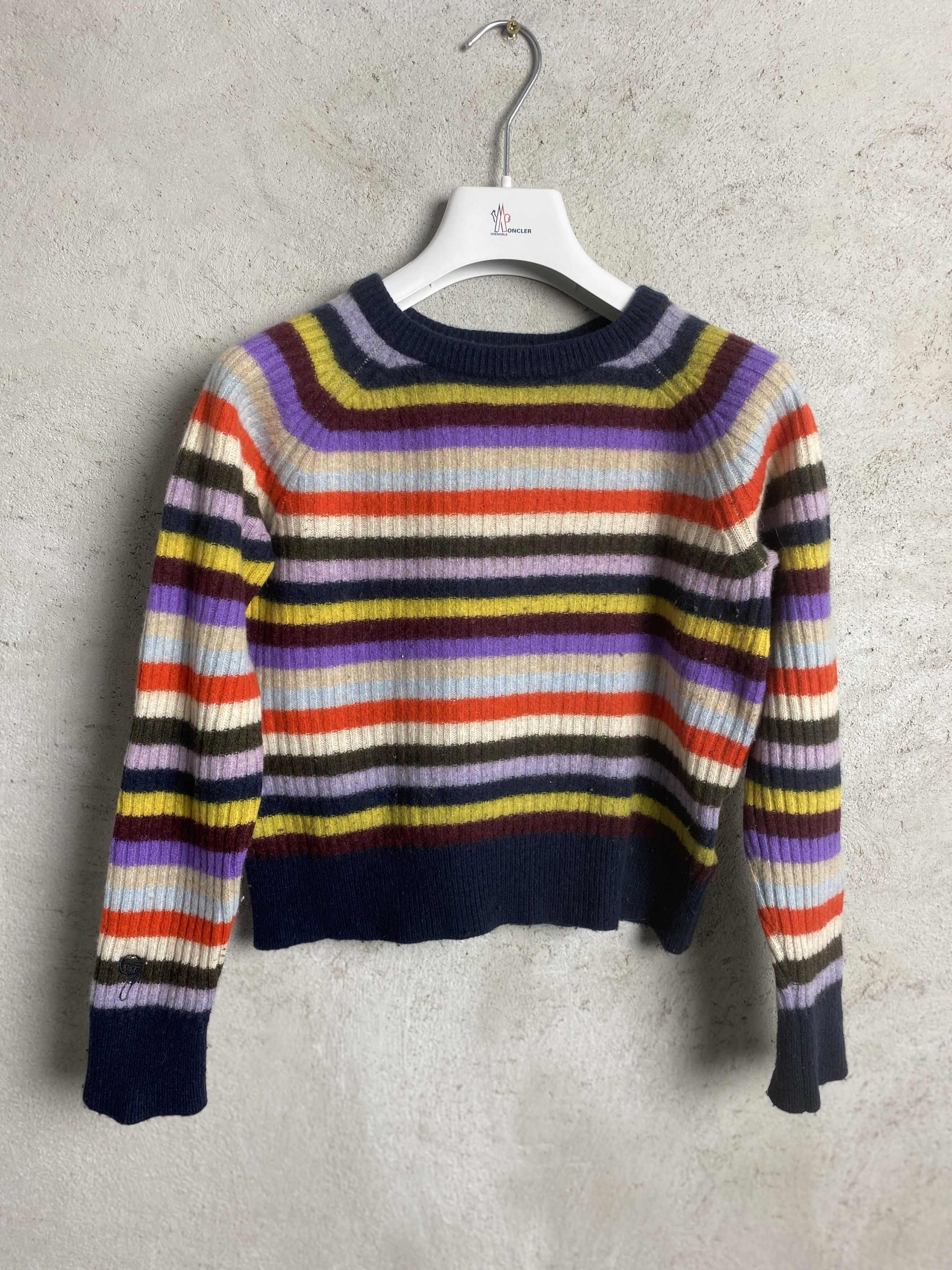 Ganni Ganni wool yak nylon striped sweater knitwear Size XS / US 0-2 / IT 36-38 - 1 Thumbnail