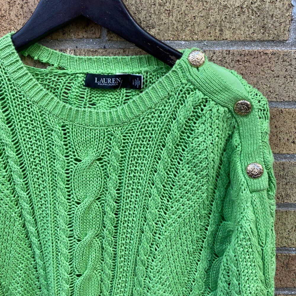 Ralph Lauren Black Label Ralph Lauren BLACK LABEL Cable Knit Sweater Green Large Size L / US 10 / IT 46 - 5 Thumbnail
