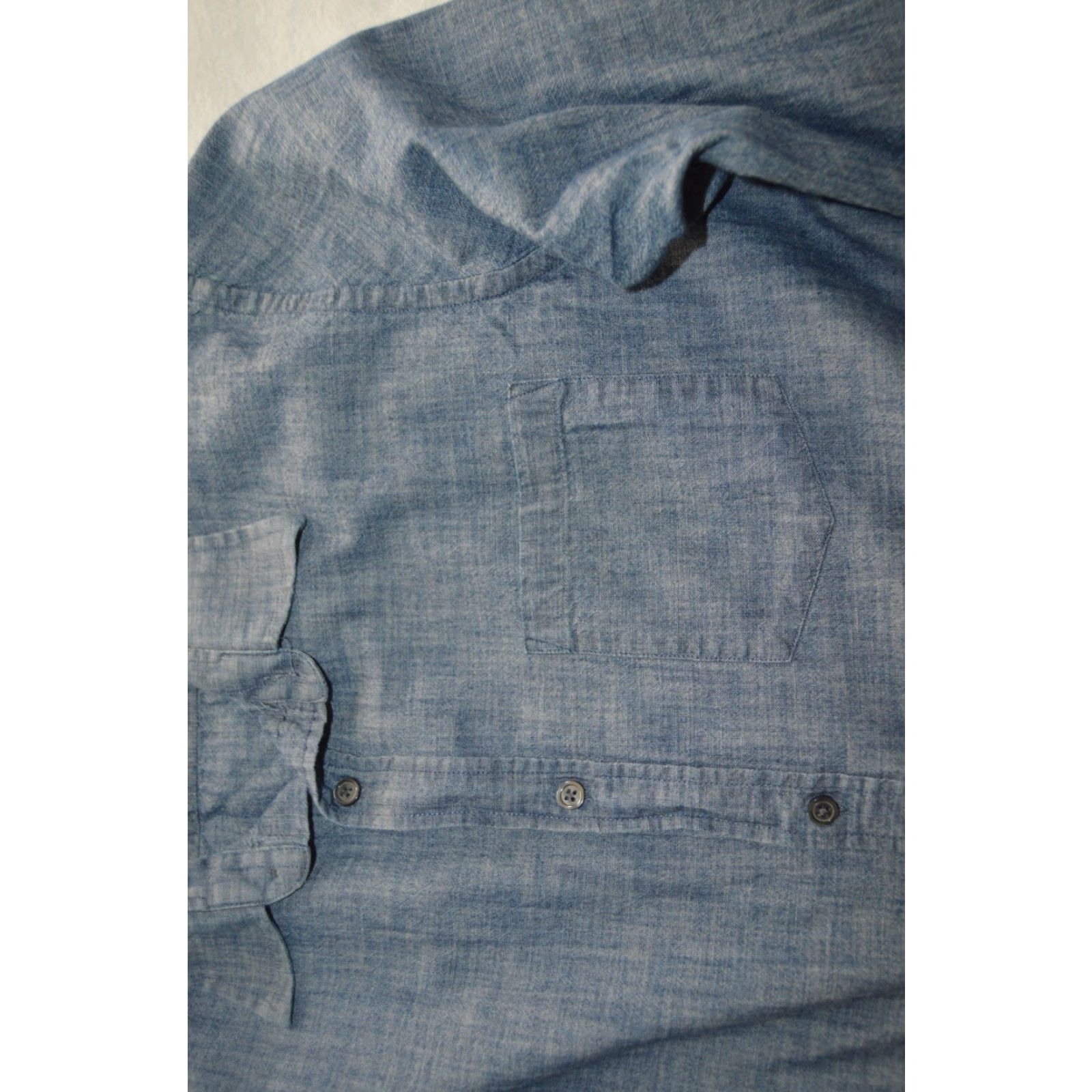 Banana Republic Banana Republic Shirt Mens L Blue Chambray Slim Fit Button-Up with Pocket - Casual, Business, Classic, Cotton Chambray Shirt Mens L Blue Size US L / EU 52-54 / 3 - 3 Thumbnail
