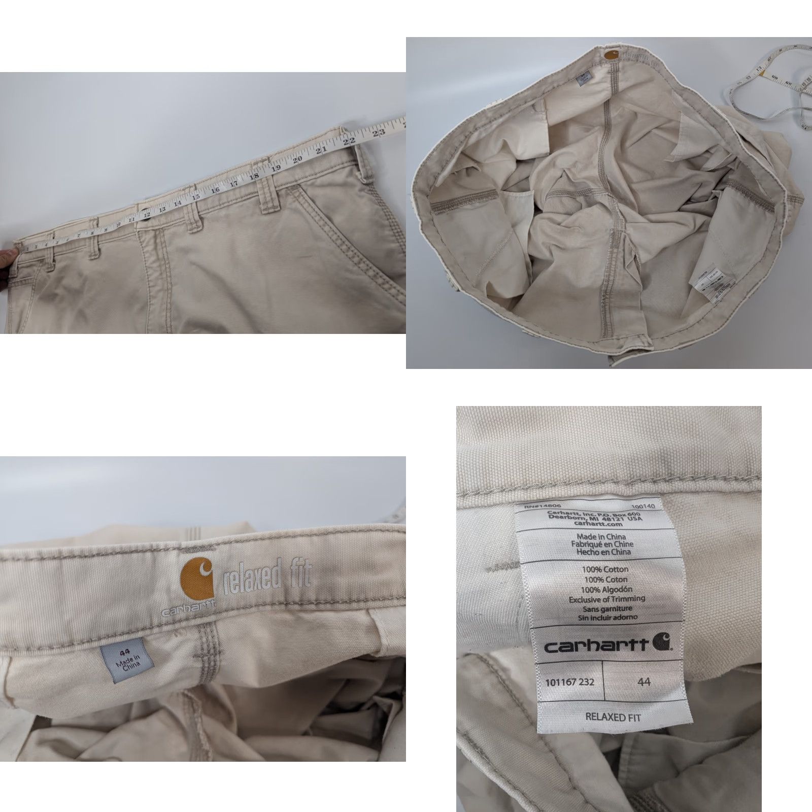 Carhartt Carhartt Relaxed Fit Shorts Mens 44 Light Beige Canvas Workwear 101167 Cargo Pocket Shorts Mens Size 44 Beige Canvas Workwear Size US 44 / EU 60 - 8 Thumbnail