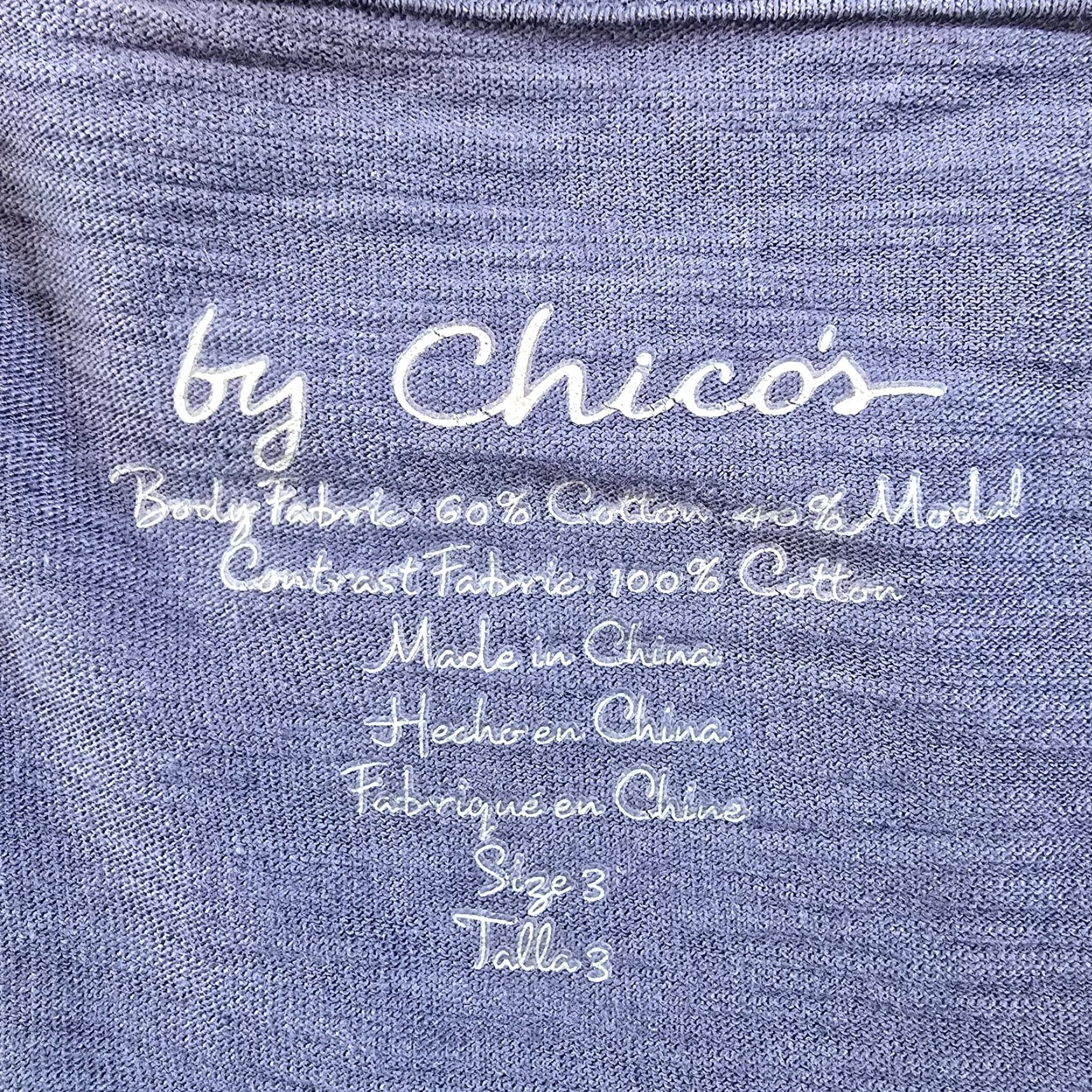 Vintage Chicos Top Womens Size XL Blue Crochet Lace Trim Long Sleeve Casual Blouse Size XL / US 12-14 / IT 48-50 - 4 Thumbnail