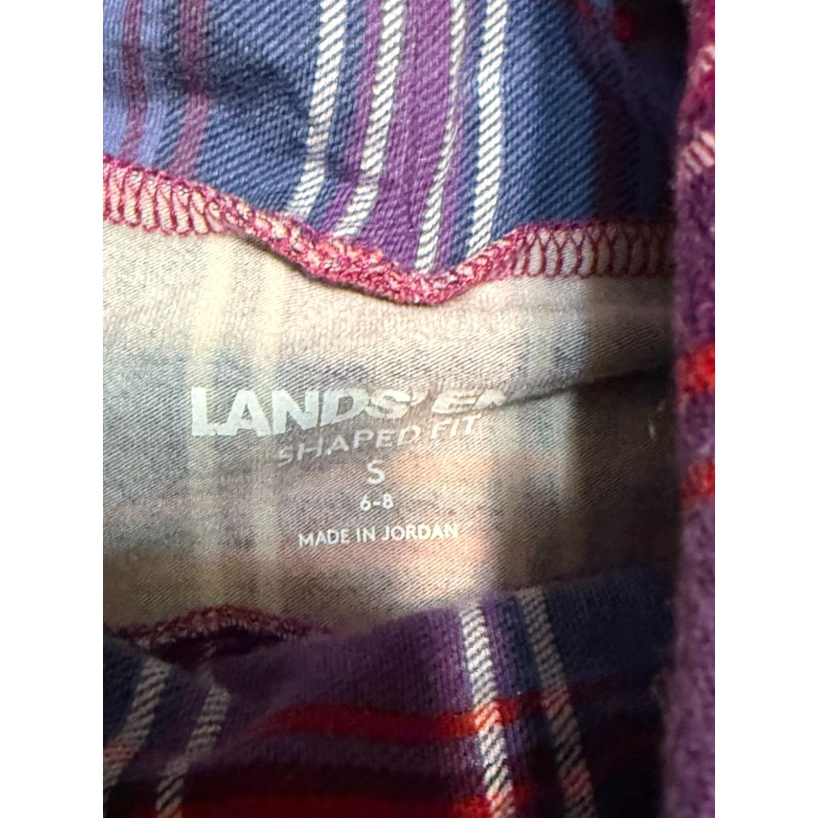 Lands' End Lands' End Shirt Womens Small Purple Plaid Red White Blue Turtle Neck Shaped Fit Size S / US 4 / IT 40 - 6 Thumbnail
