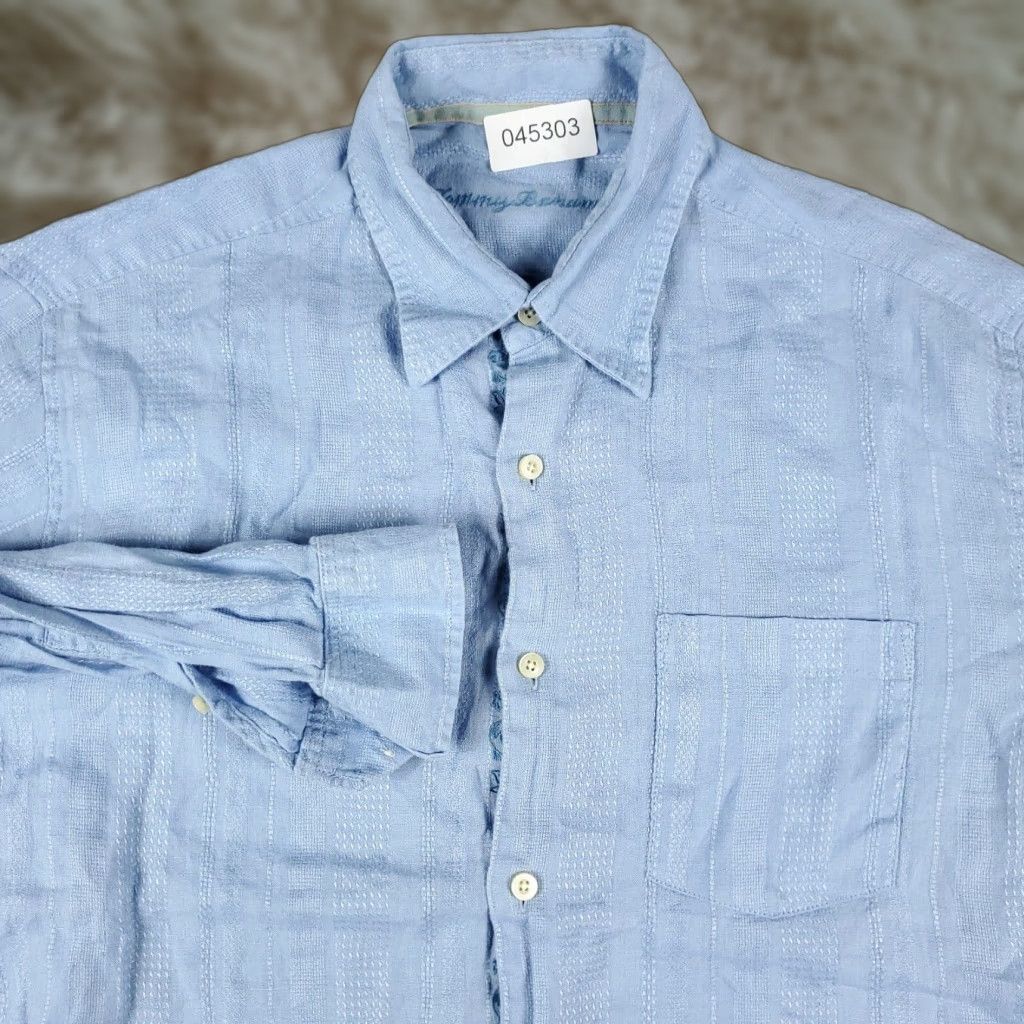 Tommy Bahama Tommy Bahama Blue Linen Button-Up Shirt Mens Medium Long Sleeve Size US M / EU 48-50 / 2 - 1 Thumbnail