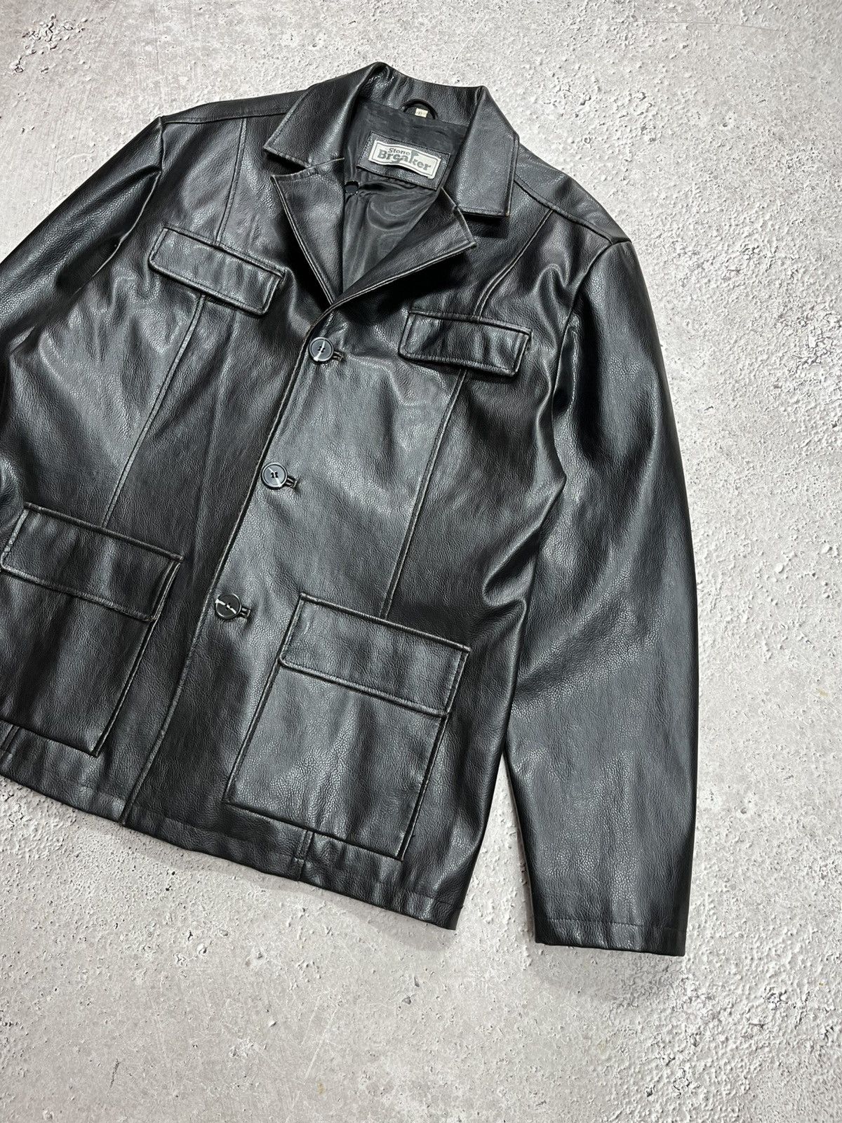 Other Vintage Black Faux Leather Jacket XL Button Up 90s Size US XL / EU 56 / 4 - 2 Thumbnail