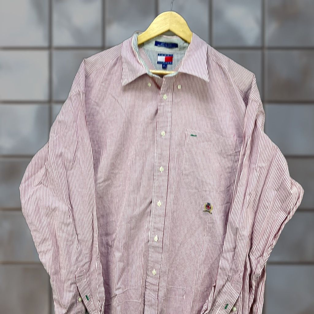 Tommy Hilfiger Vintage Tommy Hilfiger Crest Button Up Long Sleeve Shirt XL Men White 90s Striped Crest Button Up Mens XL Vintage 90s Tommy Hilfiger Shirt Size US XL / EU 56 / 4 - 1 Thumbnail
