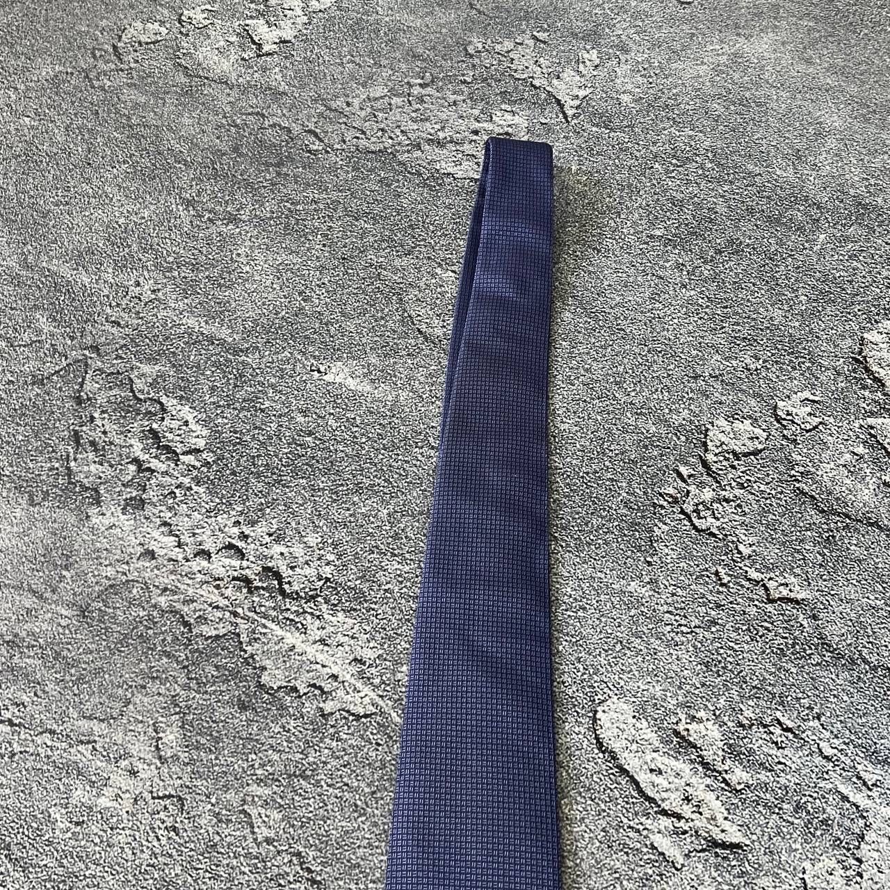 Hugo Boss HUGO BOSS Men's Silk Tie Blue And Ivory Striped Pattern Size 30 - 2 Thumbnail