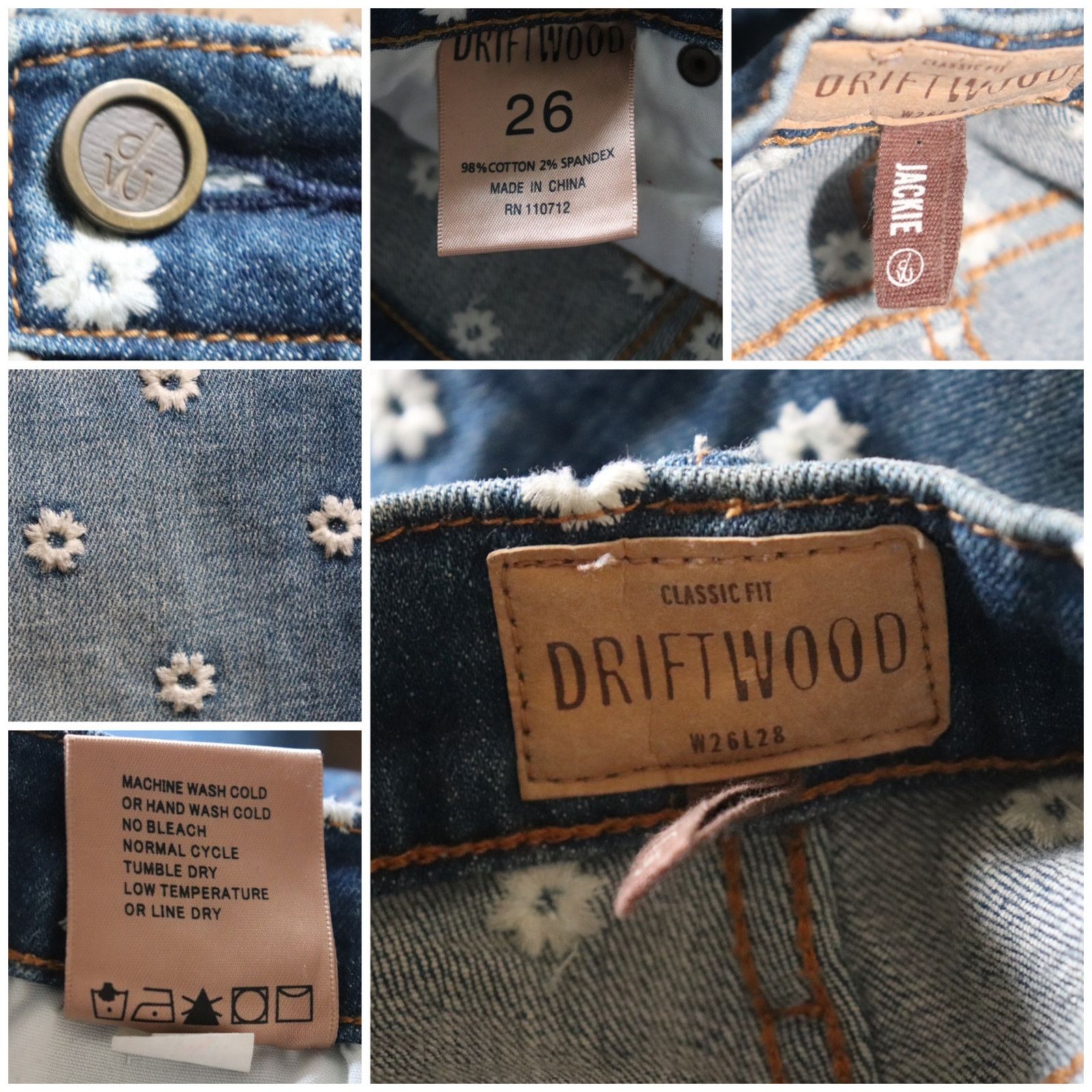 Designer Driftwood Jackie Embroidered Jeans Size 26 Size 26" / US 2 / IT 38 - 8 Thumbnail