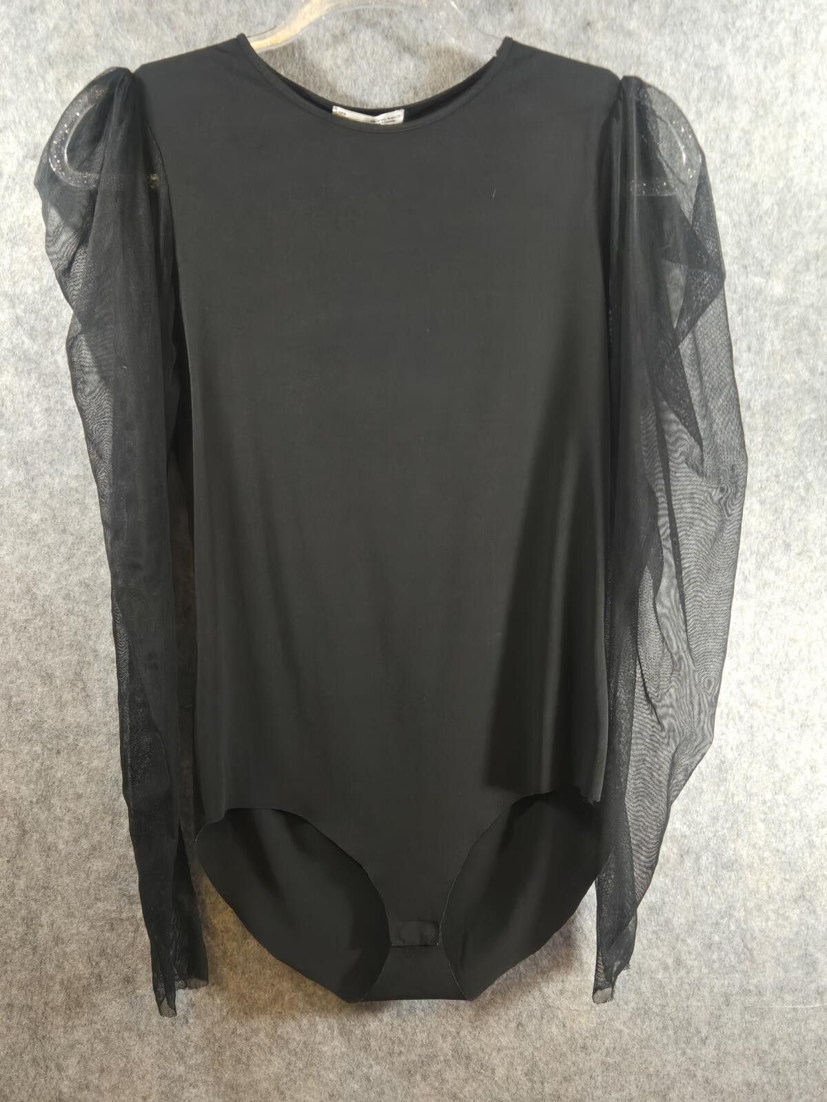 Zara Zara Black Mesh Puff Sleeve Bodysuit Size M Whimsigoth Fairy Size M / US 6-8 / IT 42-44 - 8 Thumbnail