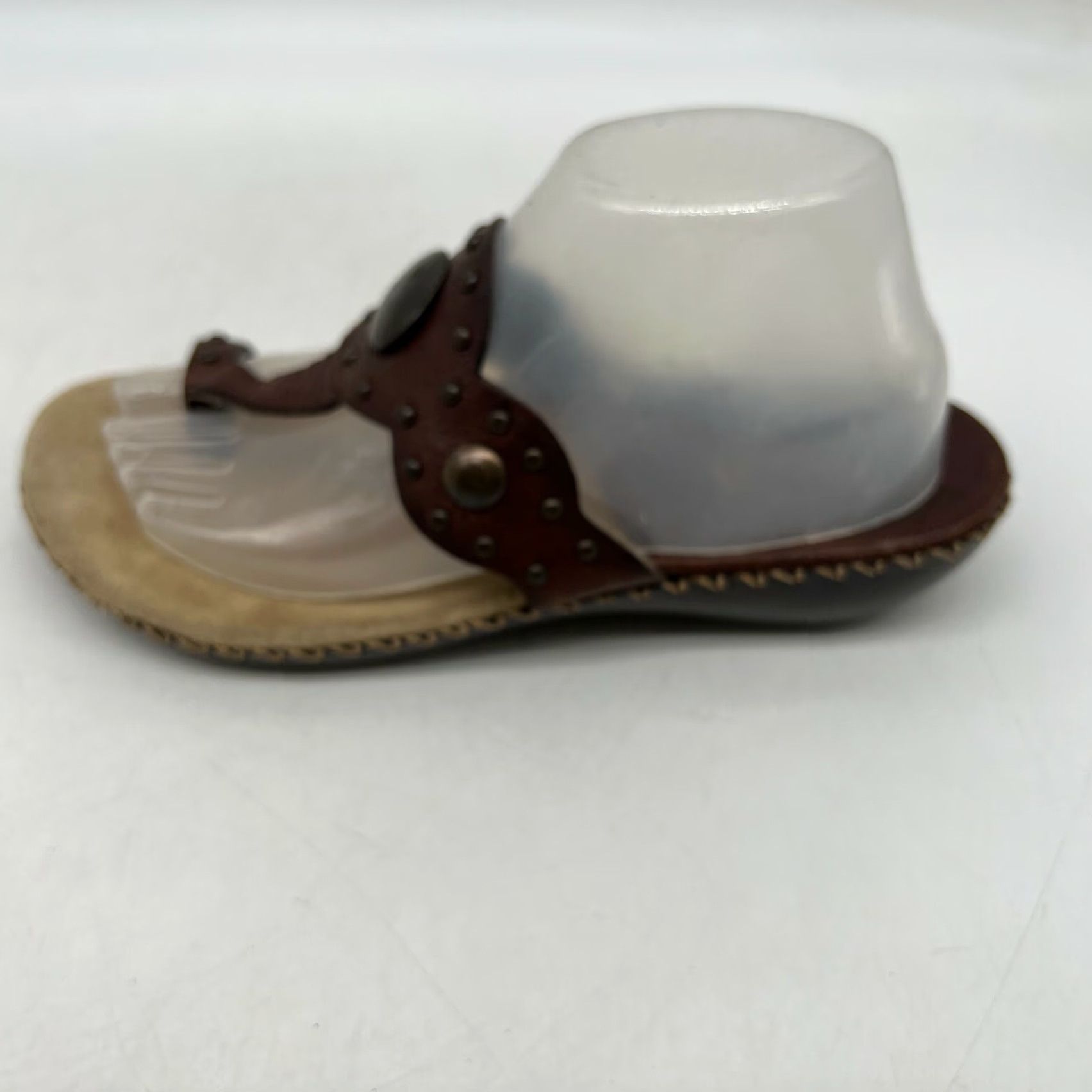 Vintage MIA Womens Embellished Slip-On Leather Thong Sandals Brown Size 9 M Comfort Size US 9 / IT 39 - 2 Thumbnail