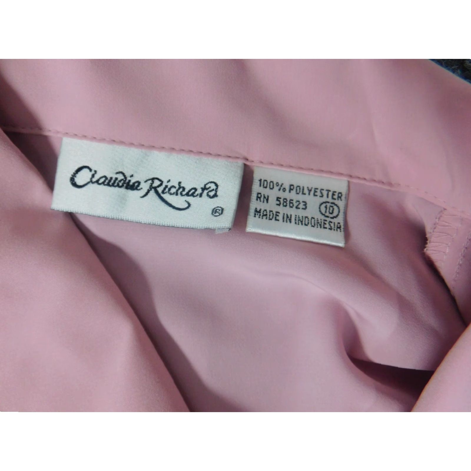 Vintage Claudia Richard Womens Button-Up Shirt Blouse 10 Pink Short Sleeve Collared Ruffle Casual Regular Basic Classic Size L / US 10 / IT 46 - 5 Thumbnail