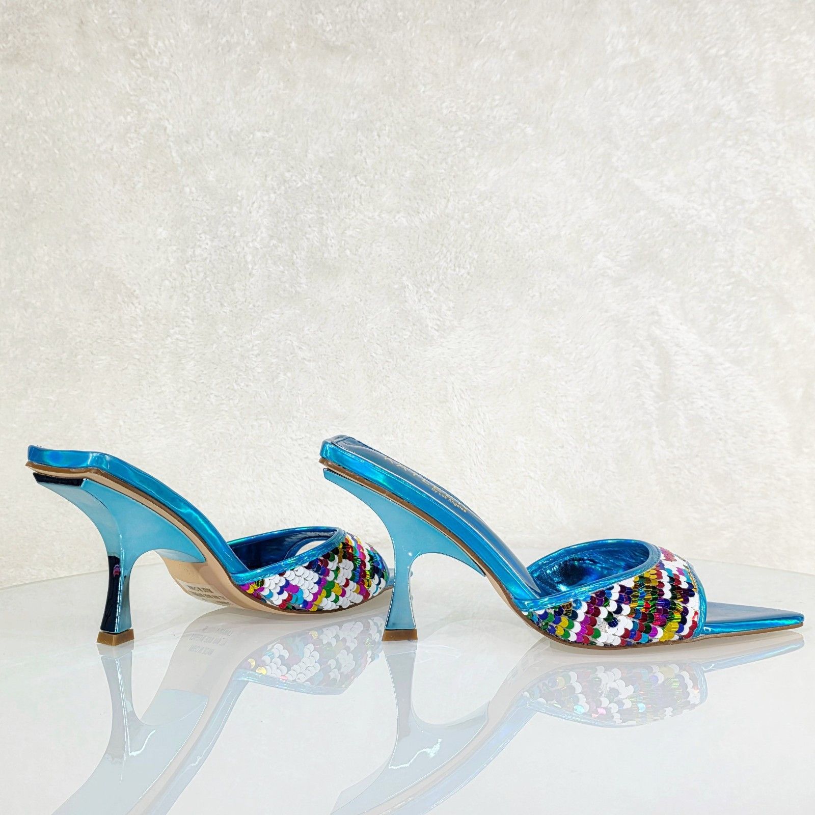 Other Festive Blue Sequin Slip On 2.5" Heel Casual Evening Party S Size US 10 / IT 40 - 3 Thumbnail