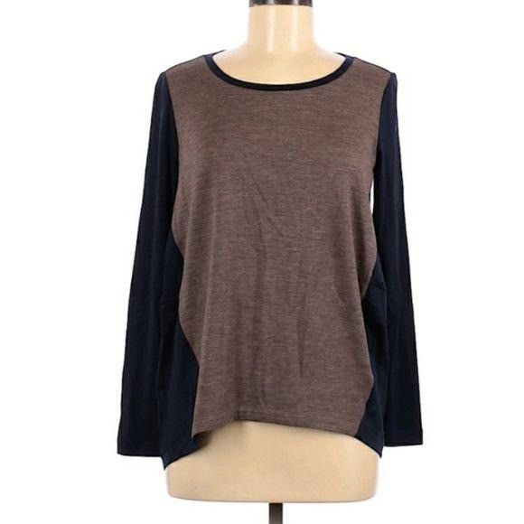 Lafayette 148 Wool Baseball Jersey Sz M Long Sleeve Color Bl