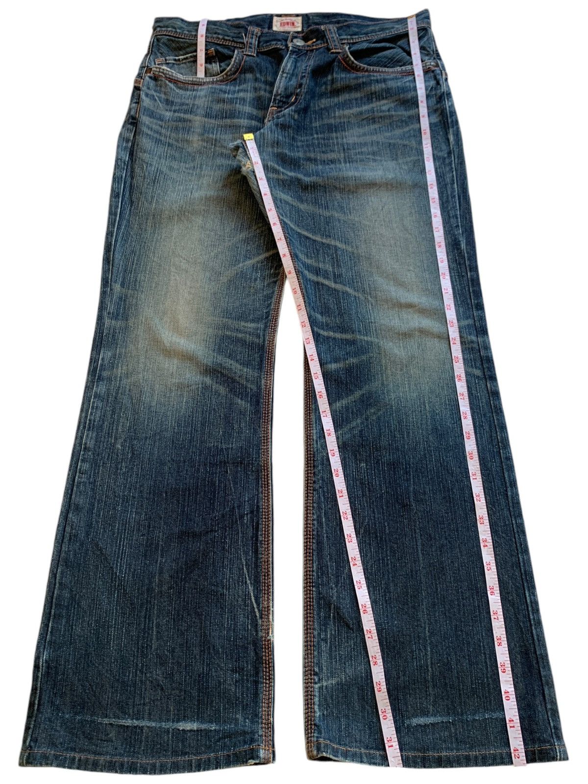Edwin Exclusive Vintage Edwin Mud Wash Buckle Back Bootcut Jeans Size US 35 - 14 Thumbnail