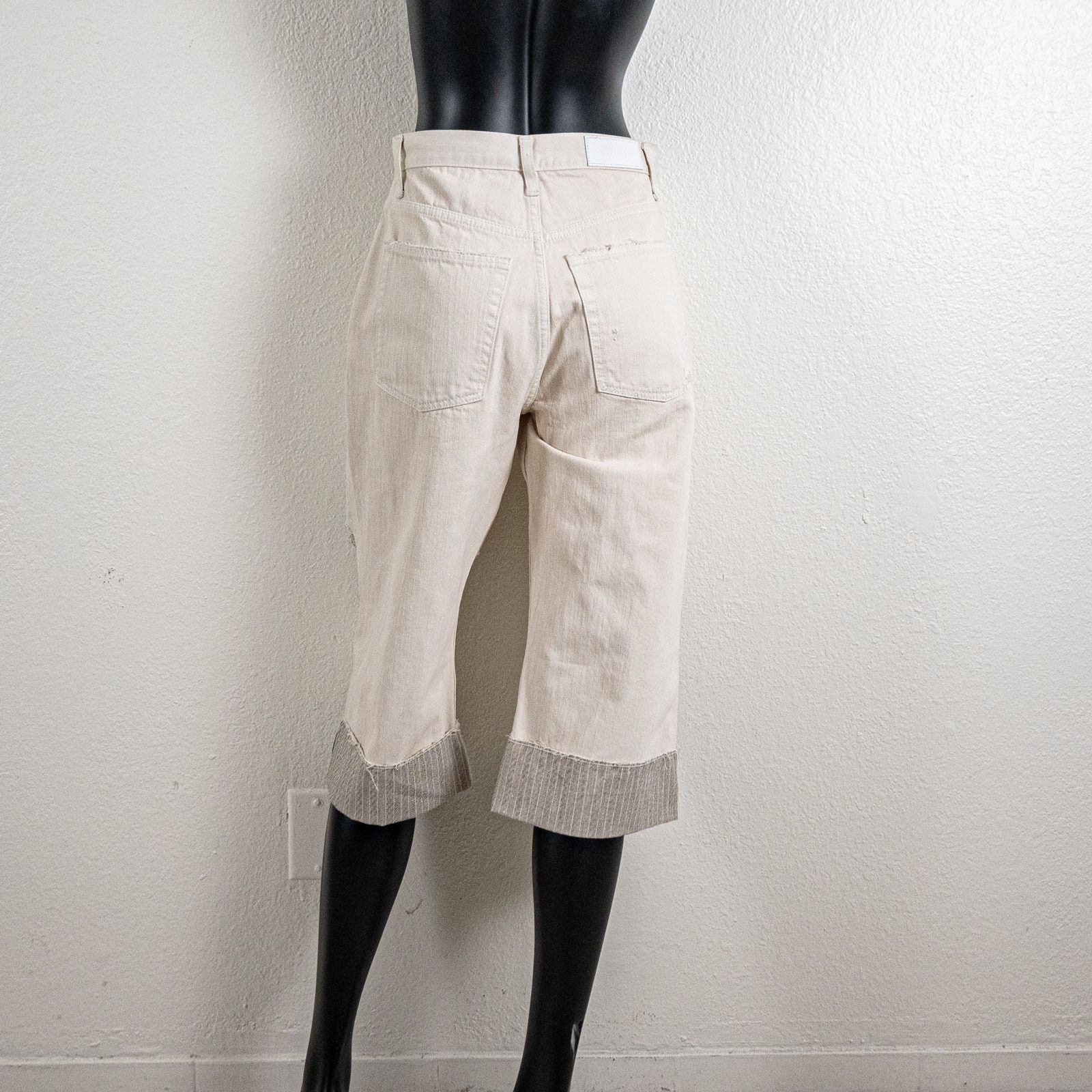 RE/DONE RE/DONE Cuffed super Cropped Denim Jeans Cream white 26waist Size 26" / US 2 / IT 38 - 9 Thumbnail
