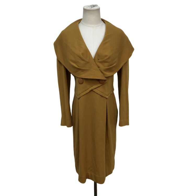 Dior Christian Dior Mustard Wool Midi Dress Size M Size M / US 6-8 / IT 42-44 - 1 Thumbnail
