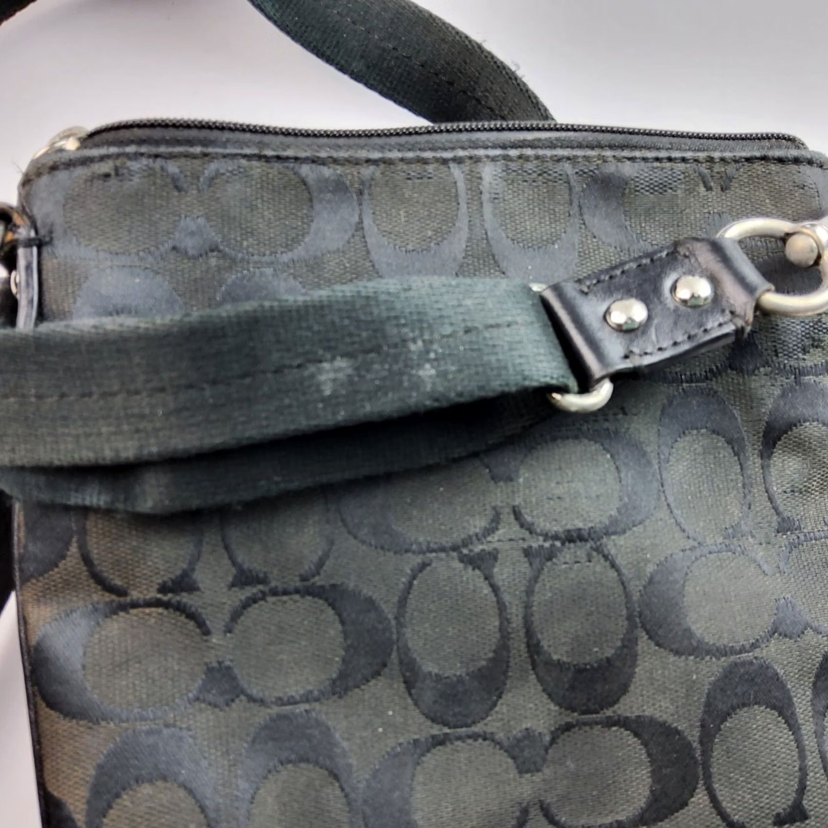 Coach Coach Crossbody Shoulder Handbag Purse Signature Leather Stripe Women Black Exterior Leather Style Crossbody 8.5x7 Size ONE SIZE - 5 Thumbnail