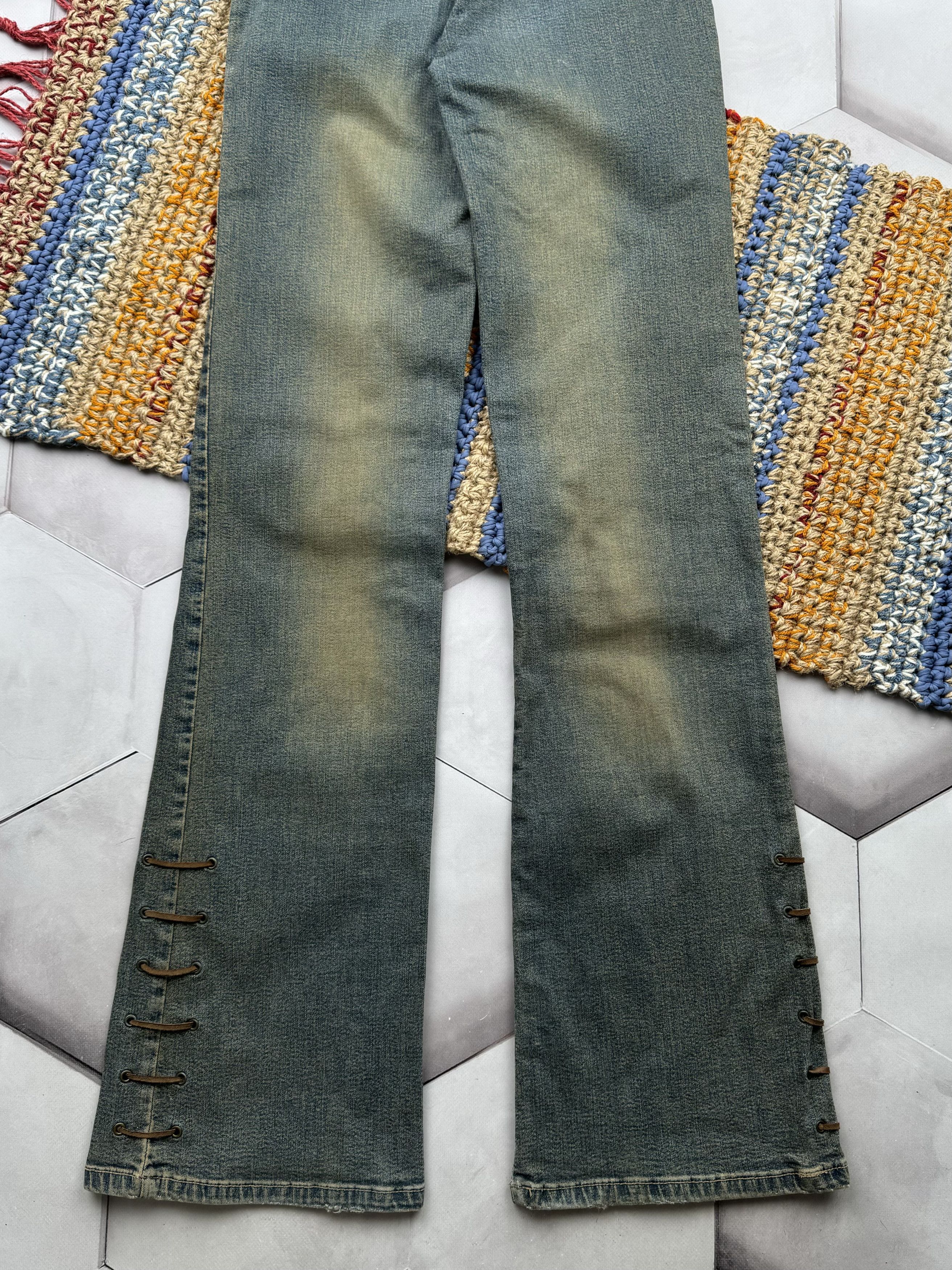 Japanese Brand Vintage Faded Flared Bondage Jeans (E4) Size 25" / US 0 / IT 36 - 7 Thumbnail