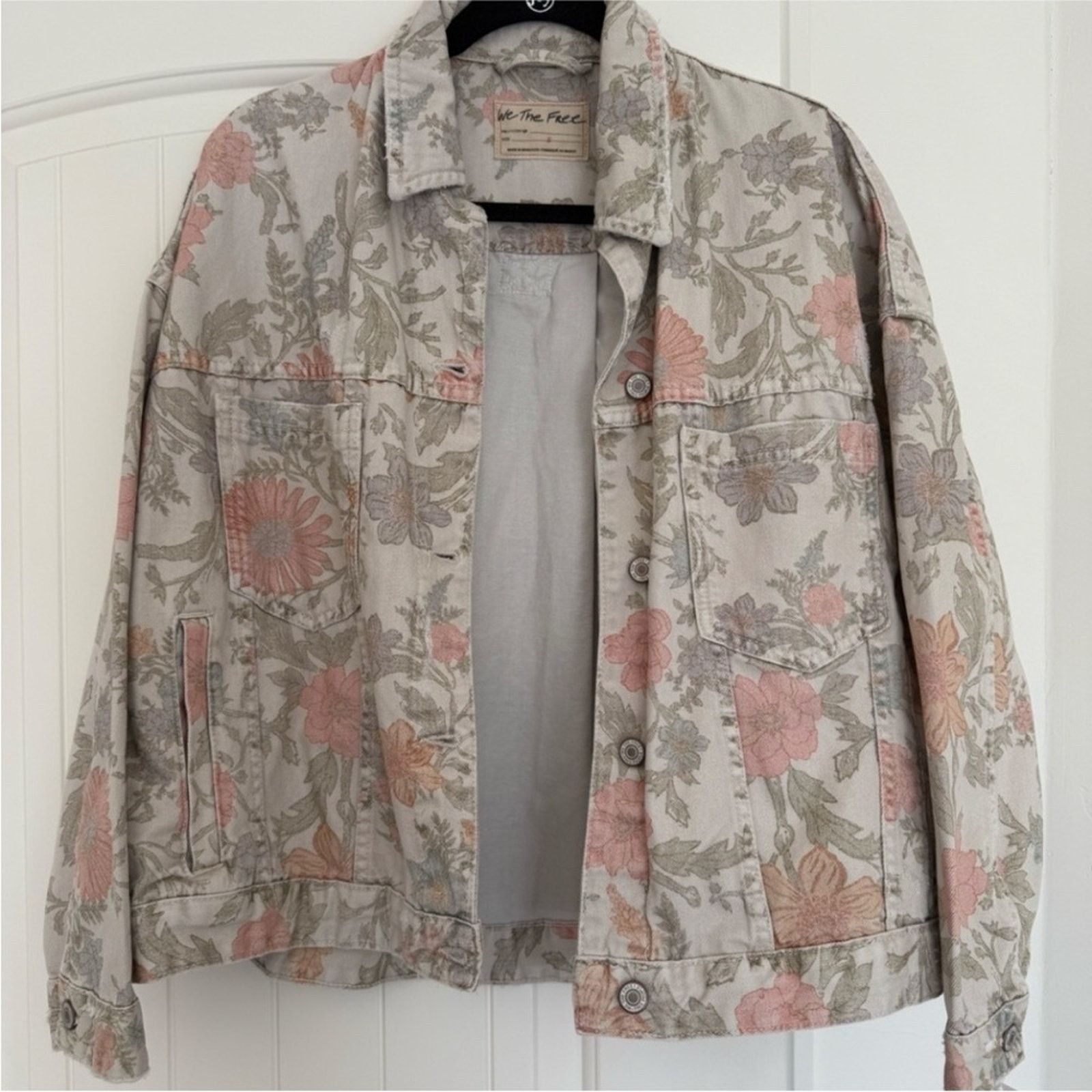 Free People Free People Opal Swing Denim Jacket in Ivory Combo Size S / US 4 / IT 40 - 5 Thumbnail