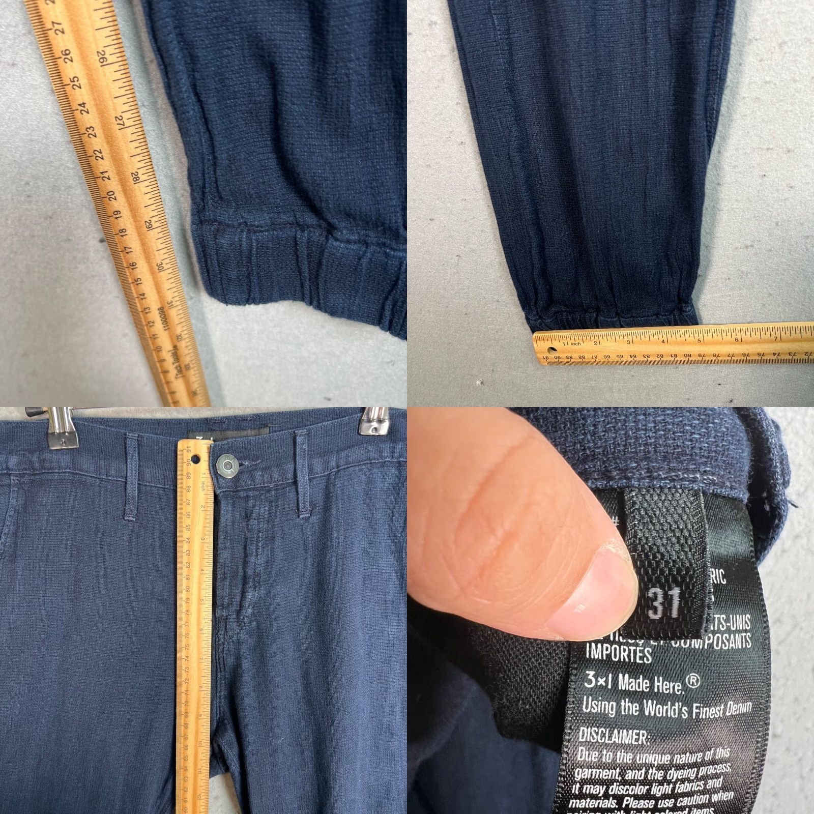3x1 3x1 NYC Mens Navy Cotton Jogger Pants Medium Tapered Fit Casual Size US 31 - 8 Thumbnail