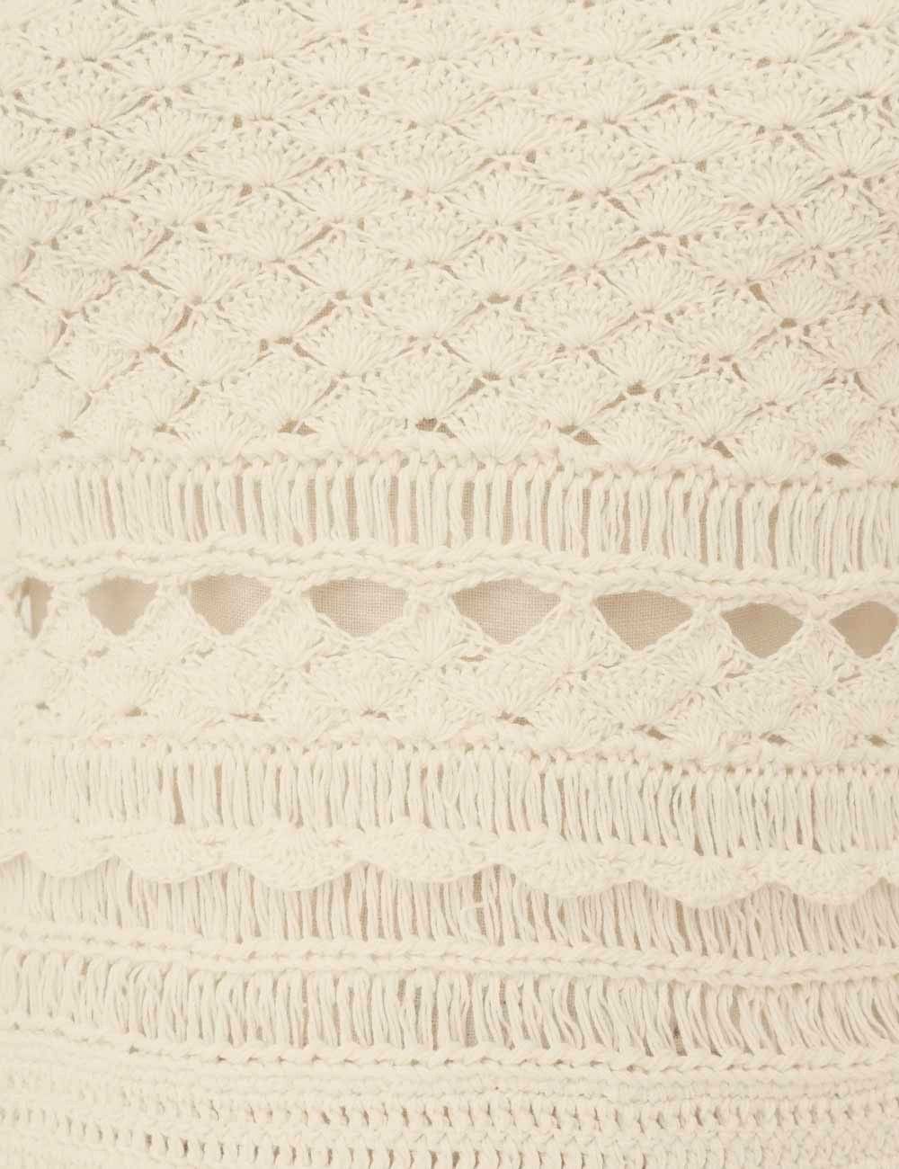 Zimmermann oc11z0525 Waverly Crochet Crew Neck Sweater in Beige Size M / US 6-8 / IT 42-44 - 7 Thumbnail