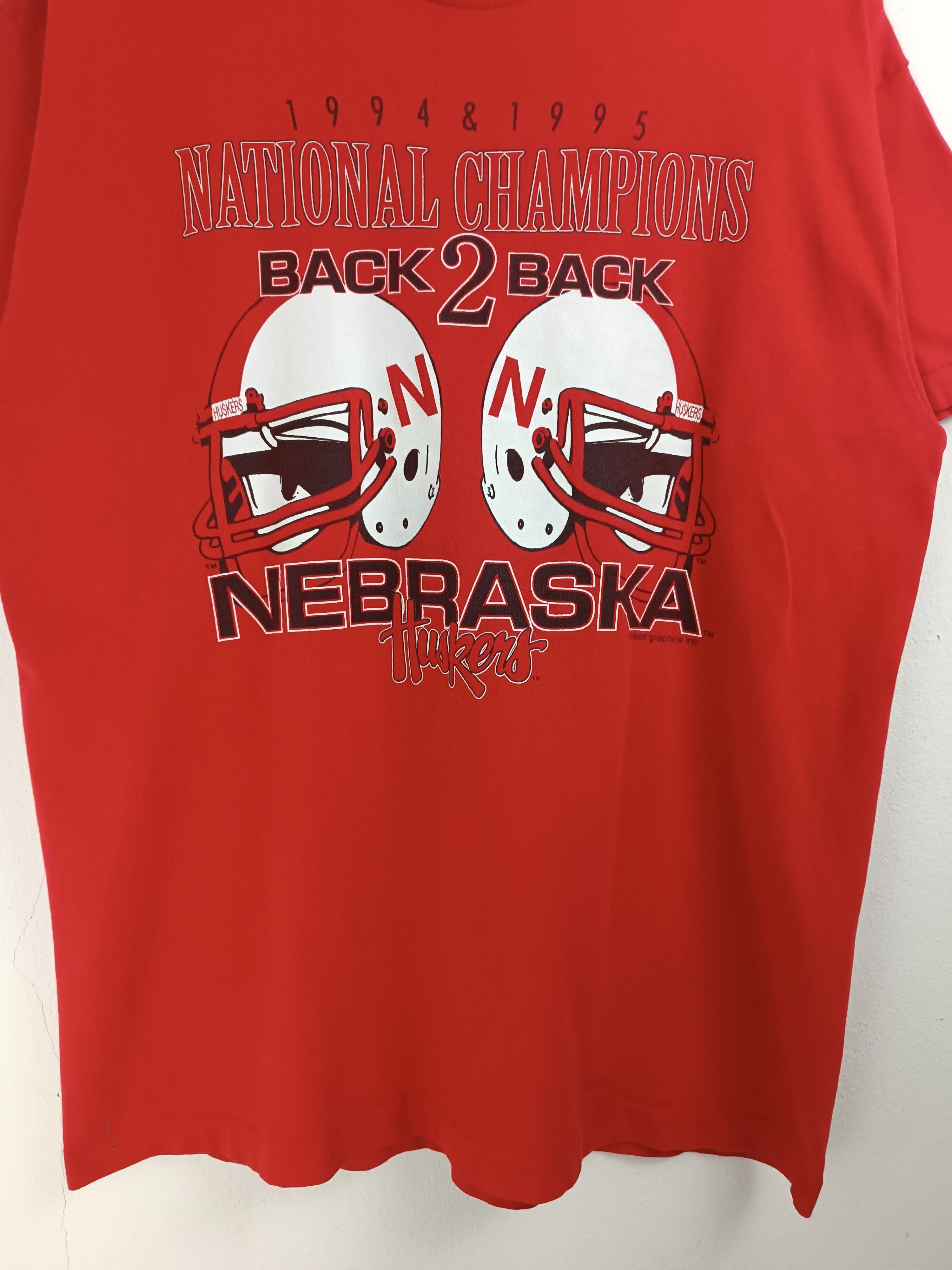 NFL VINTAGE '94 NEBRASKA HUSKERS CHAMPIONS BACK2BACK TEE NFL NBA Size US XL / EU 56 / 4 - 7 Thumbnail