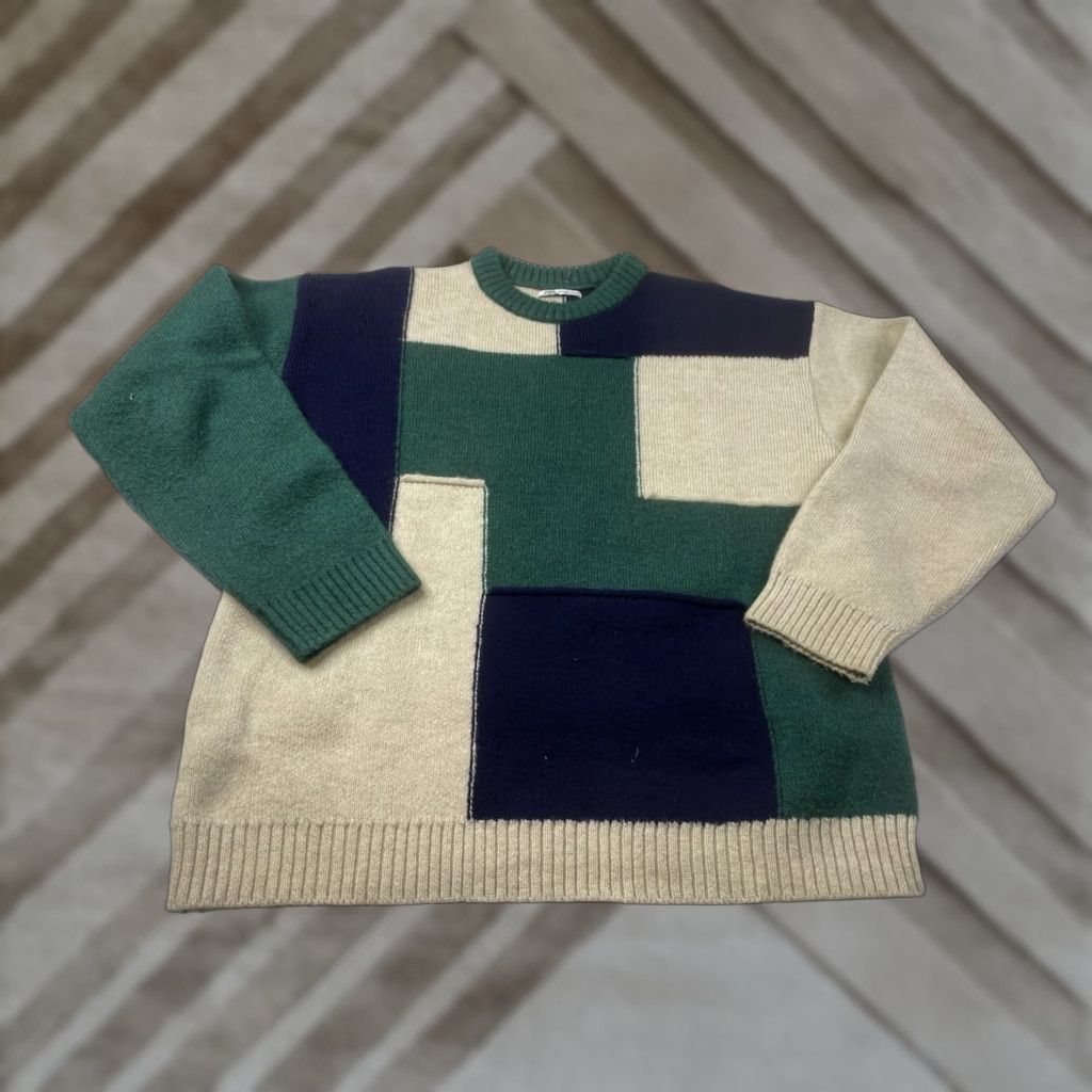 Zara Zara Patchwork Color Block Knit Sweater Pullover XL Mens Multicolor Wool-Free Acrylic Polyester Size US XL / EU 56 / 4 - 1 Thumbnail