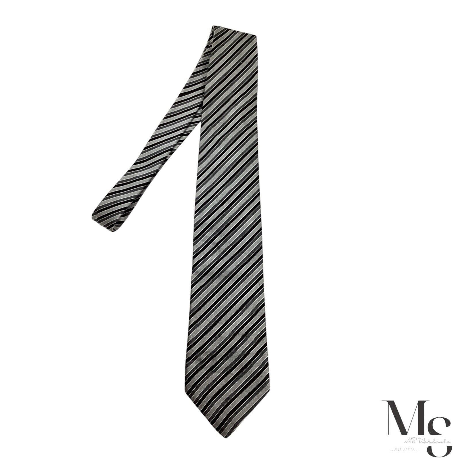 Brioni BRIONI XL Gray Striped Silk Tie Made In Italy W: 3.5" EX CON Size ONE SIZE - 6 Thumbnail