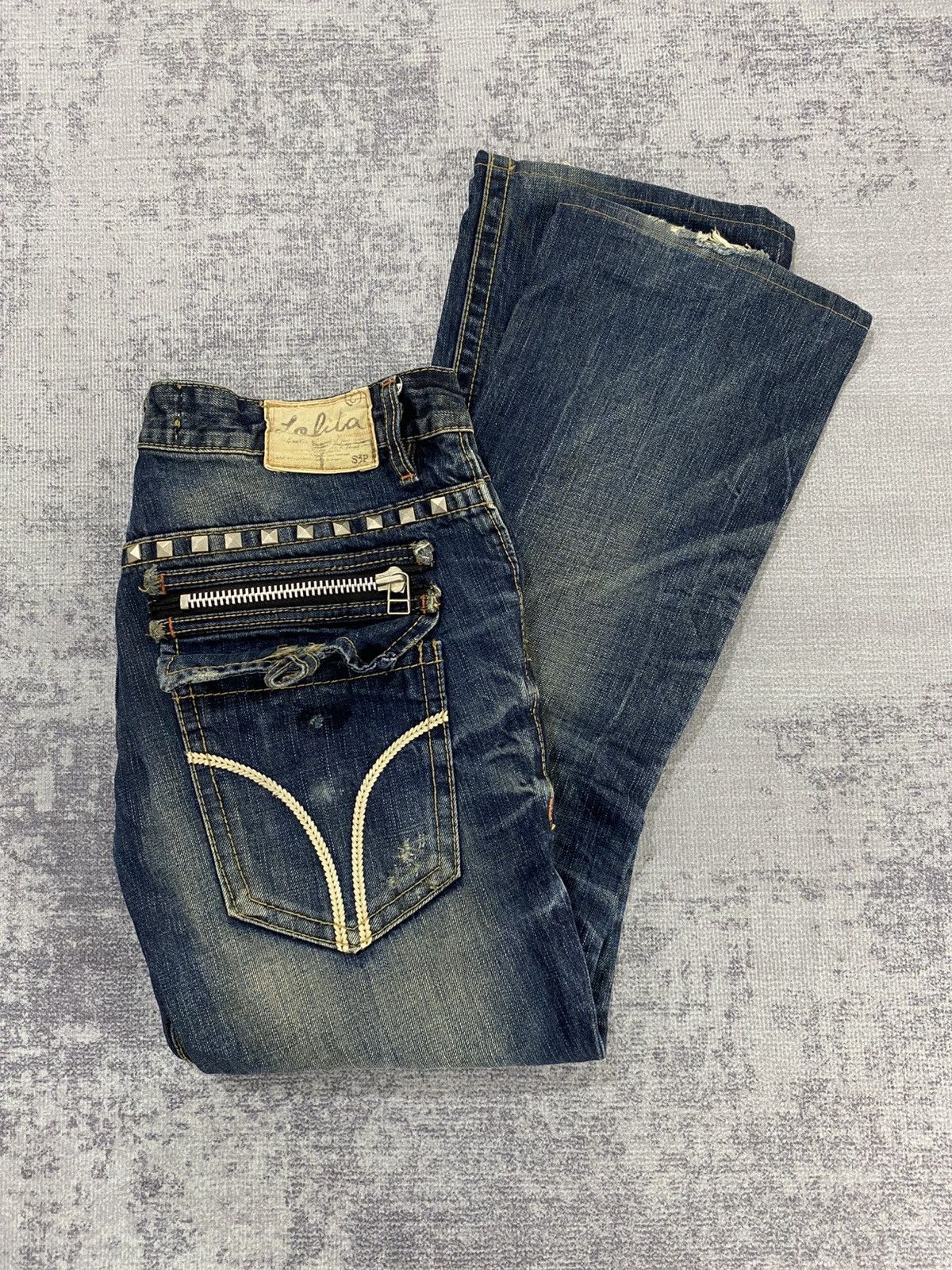 Japanese Brand y2k lolita jeans studded flared wash jeans Size US 30 / EU 46 - 2 Thumbnail