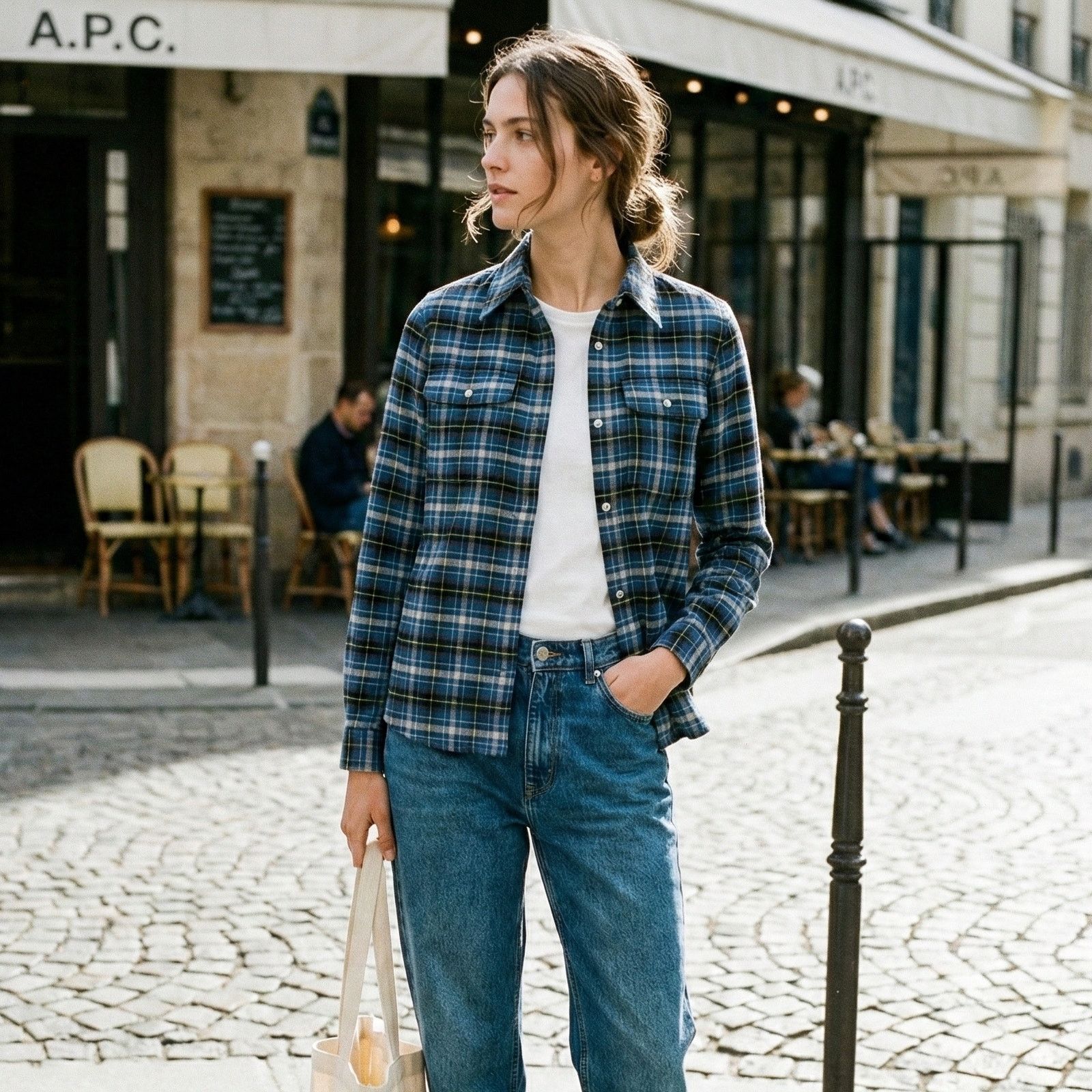 A.P.C. A.P.C. Blue Plaid Button up Flannel Shirt 100% Cotton Size XS / US 0-2 / IT 36-38 - 1 Thumbnail