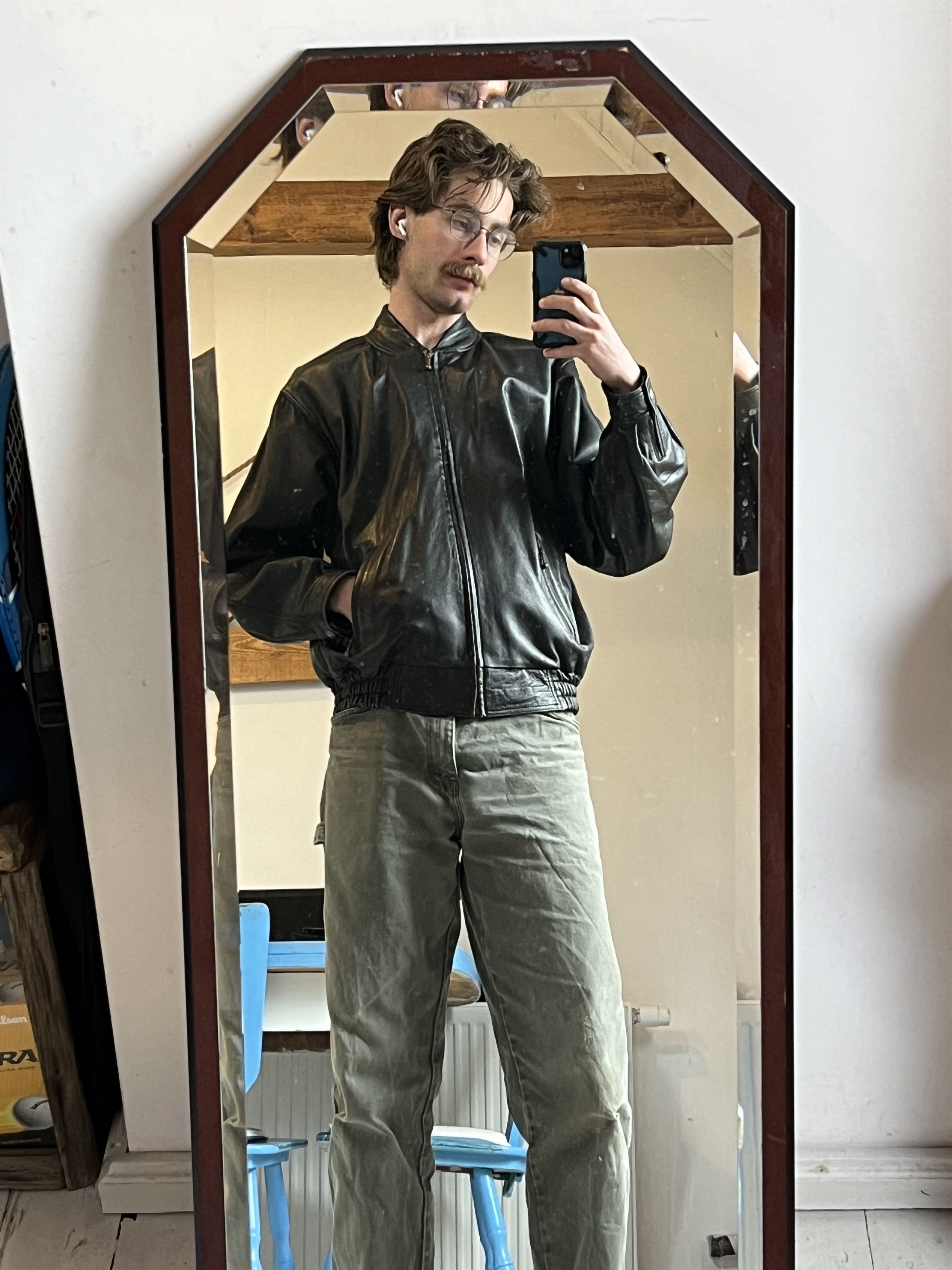 Vintage 90s Real Leather Opium Oversized Jacket Size US XL / EU 56 / 4 - 2 Thumbnail