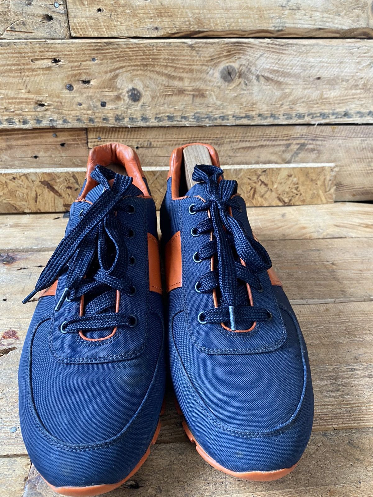 Prada Prada match blue leather trainer sneakers Size US 11.5 / EU 44-45 - 3 Thumbnail