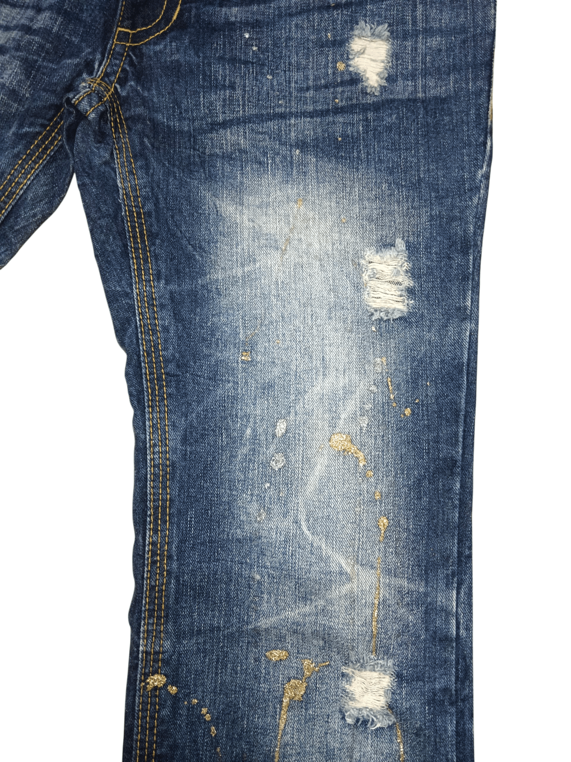 Japanese Brand 🔥Skull🔥Distressed Splash Flare Jeans Size US 30 / EU 46 - 8 Thumbnail