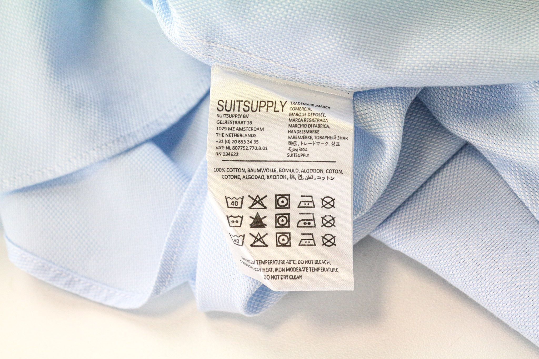 Suitsupply TRAVELLER 42/16 1/2 Slim Blue Cotton Shirt 78905 Size 42R - 6 Thumbnail