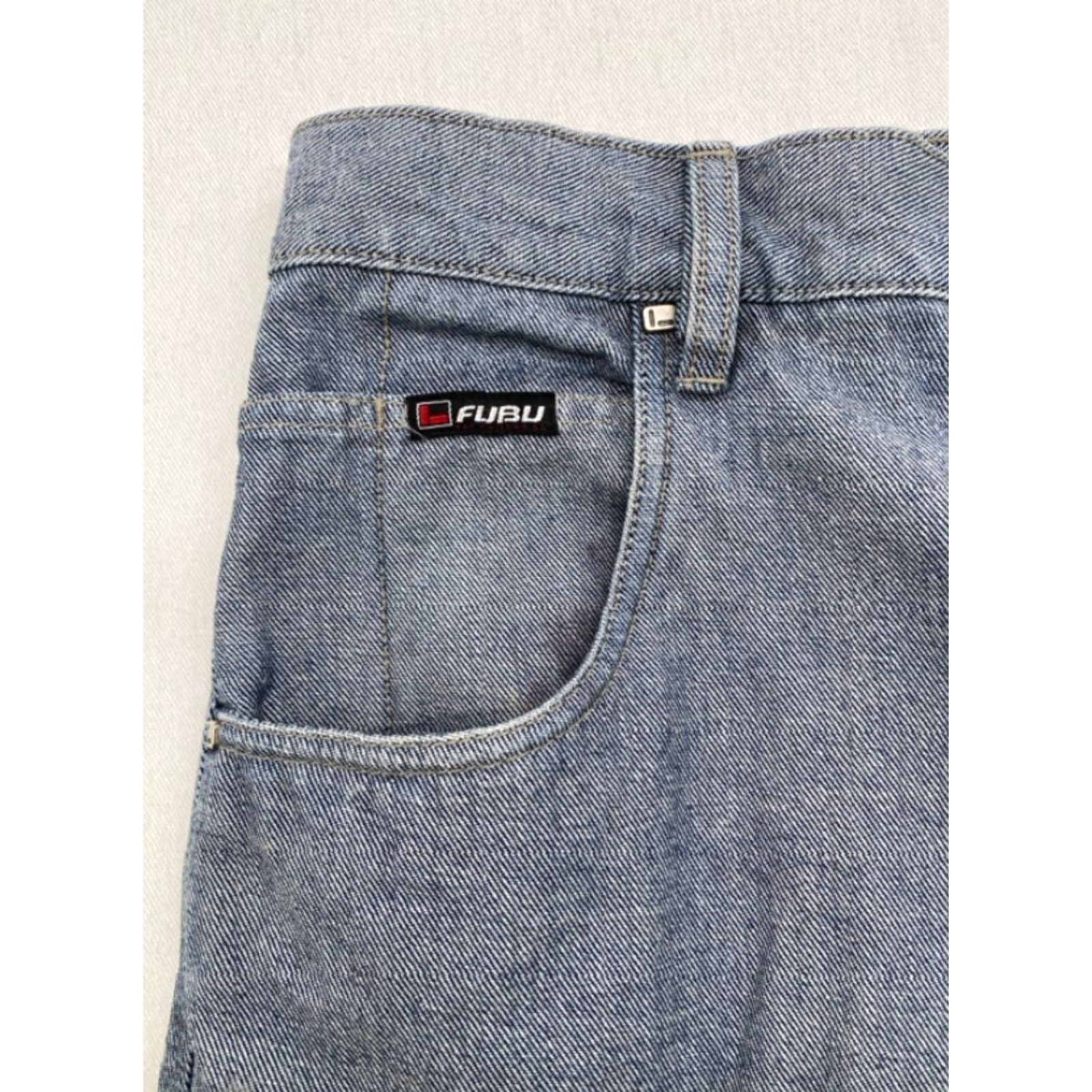 Fubu VINTAGE FUBU Jeans Men's 38x28 Cargo Patchwork Embroidered Denim 90s Hip Hop Wide-Leg Jeans Mens Size US 38 / EU 54 - 4 Thumbnail