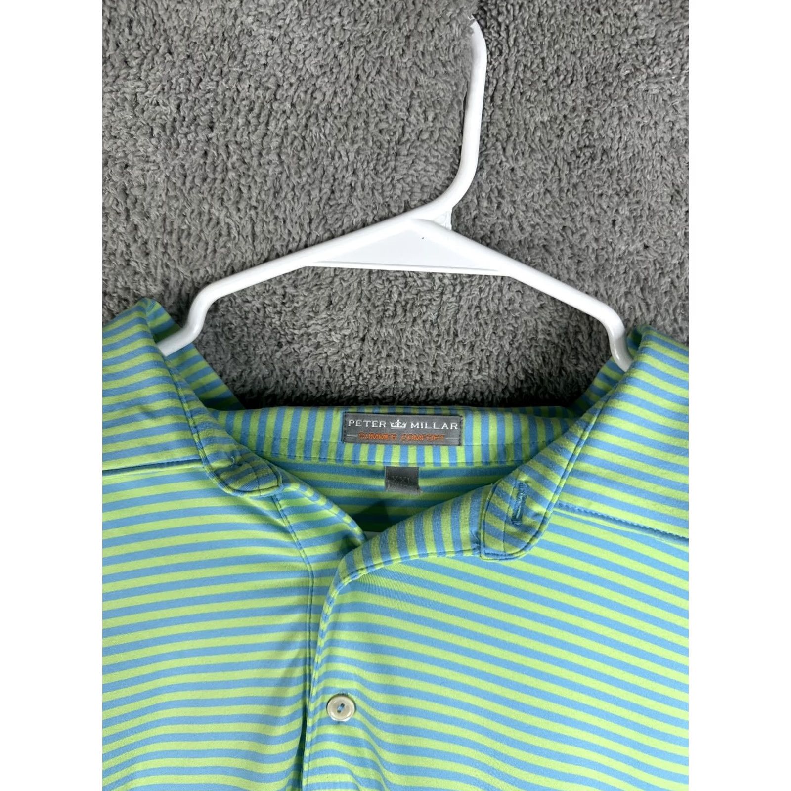 Peter Millar Peter Millar Polo Shirt Mens 2XL Green Blue Stripe Golf Performance Short Sleeve Size US XXL / EU 58 / 5 - 7 Thumbnail