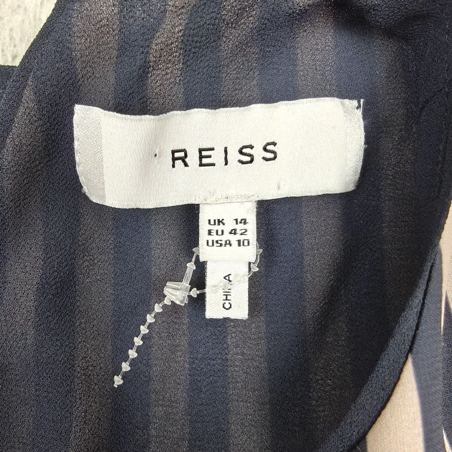 Reiss Reiss Dress Womens 10 Blue Sienna Striped Asymmetric Layered Sheath Knee Length Size L / US 10 / IT 46 - 4 Thumbnail
