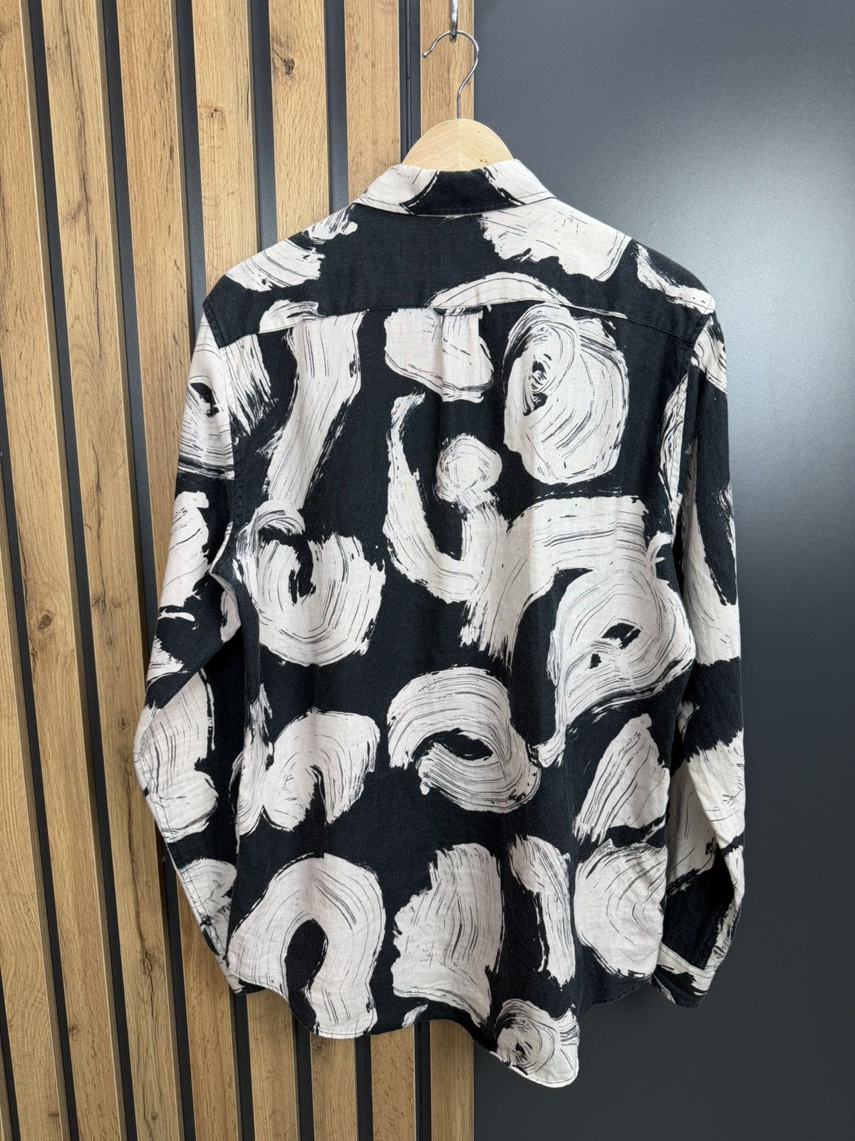 L'Homme Rouge L’Homme Rouge Linen Shirt Abstract Print Black Beige Size L Size US L / EU 52-54 / 3 - 8 Thumbnail