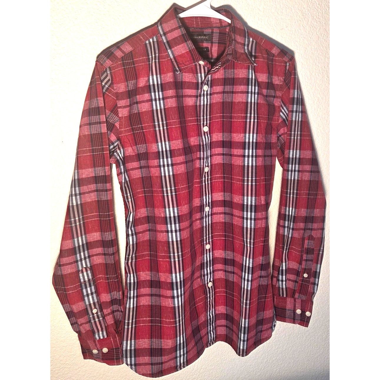 Banana Republic Banana Republic Men's Red Plaid Camden Fit Button Up Shirt Size US S / EU 44-46 / 1 - 2 Thumbnail