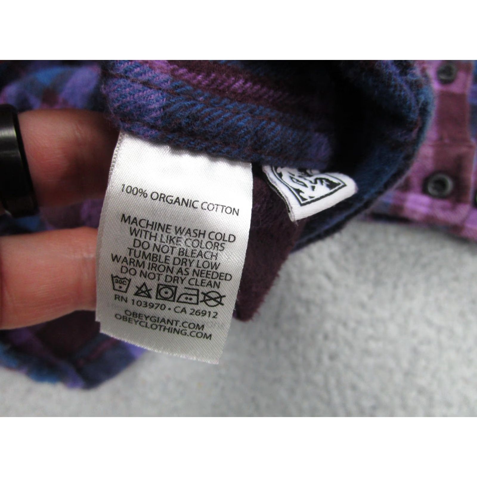 Obey VINTAGE Obey Shirt Womens XS Purple Plaid Flannel Organic Cotton Button Front Casual Size XS / US 0-2 / IT 36-38 - 4 Thumbnail