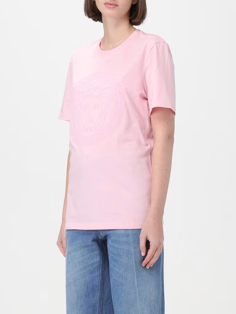 Versace o1y0226 Logo Crewneck T-Shirt in Pink Size S / US 4 / IT 40 - 4 Thumbnail