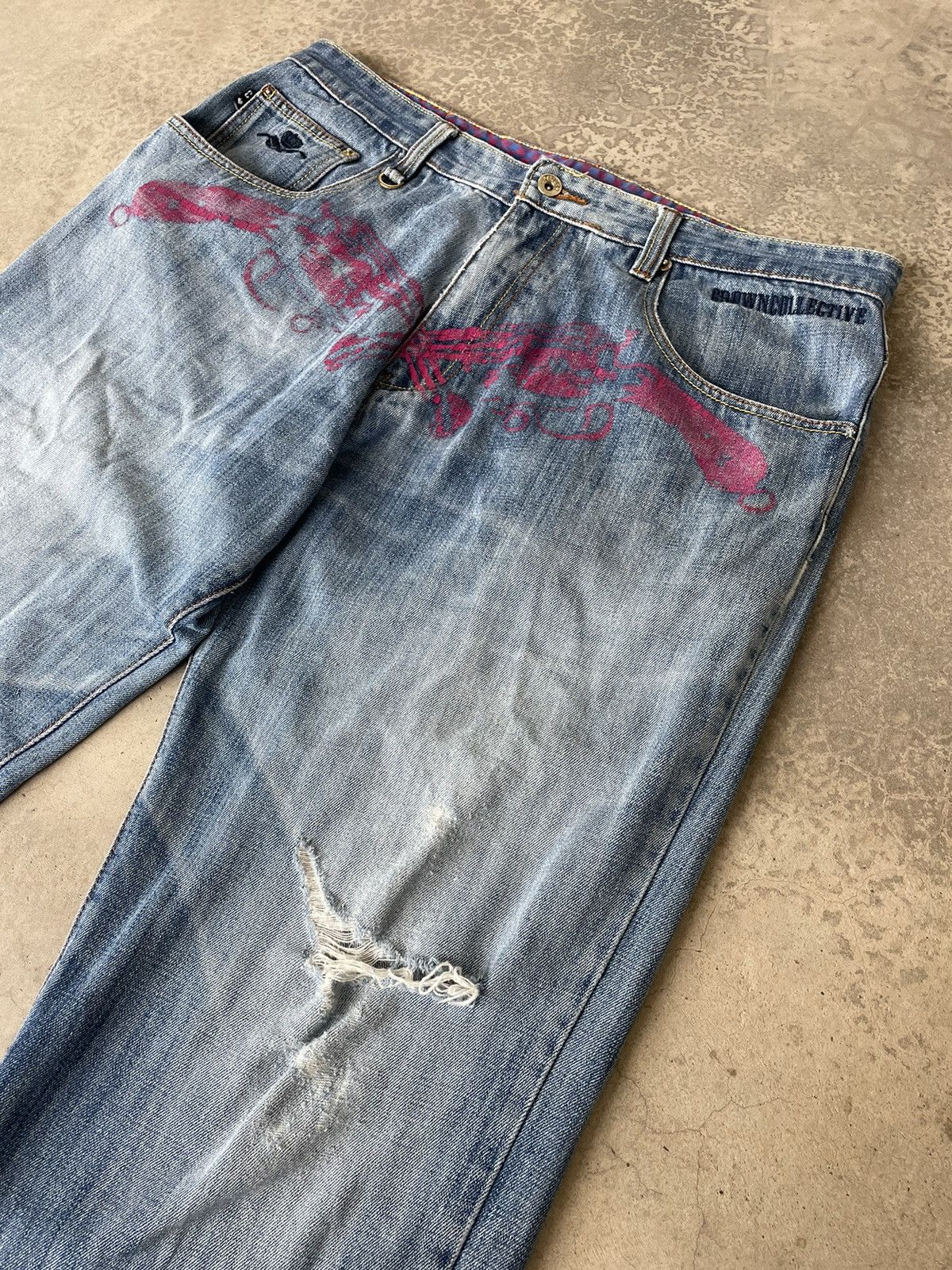 Japanese Brand Japanese Brand Embroidered Baggy Denim Size US 37 - 5 Thumbnail