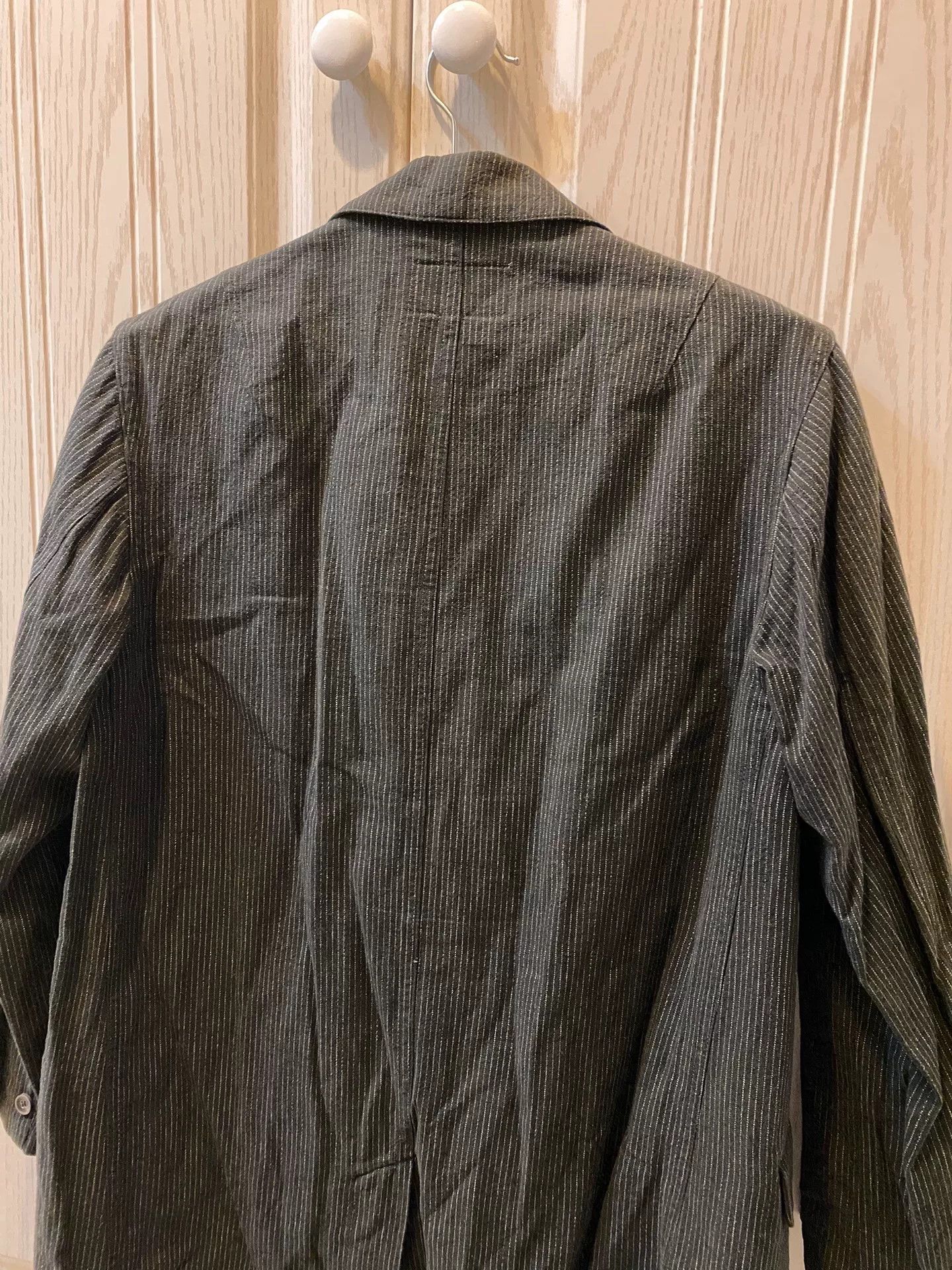 PHIGVEL MAKERS & Co. Phigvel Black Striped Linen Trench Coat Size US M / EU 48-50 / 2 - 2 Thumbnail