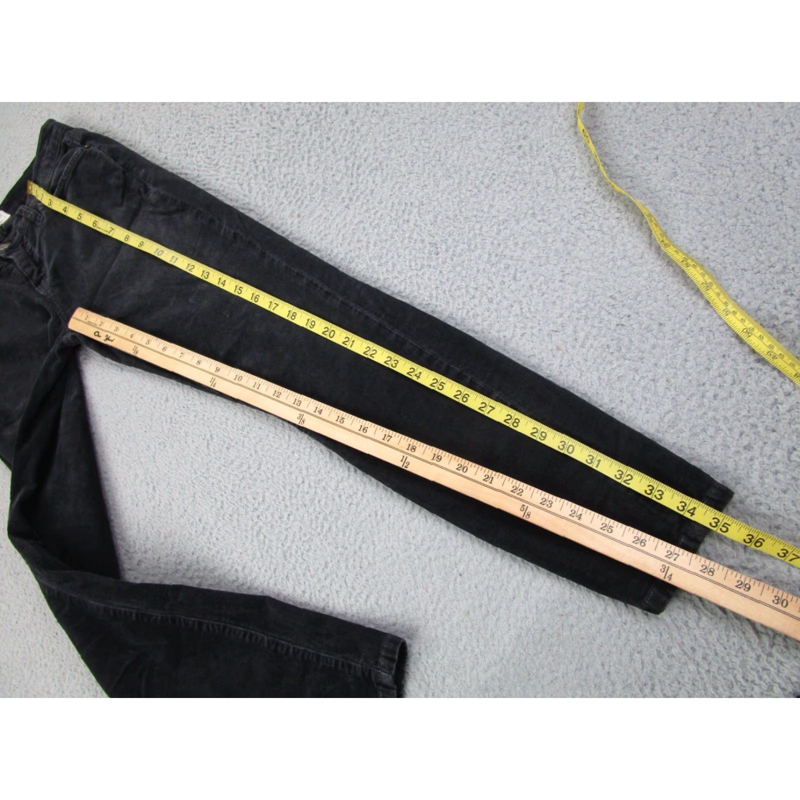 Vintage Current/Elliott Pants Womens 26 Black Corduroy Ankle Cropped Skinny Punk Goth Womens Size 26" / US 2 / IT 38 - 4 Thumbnail