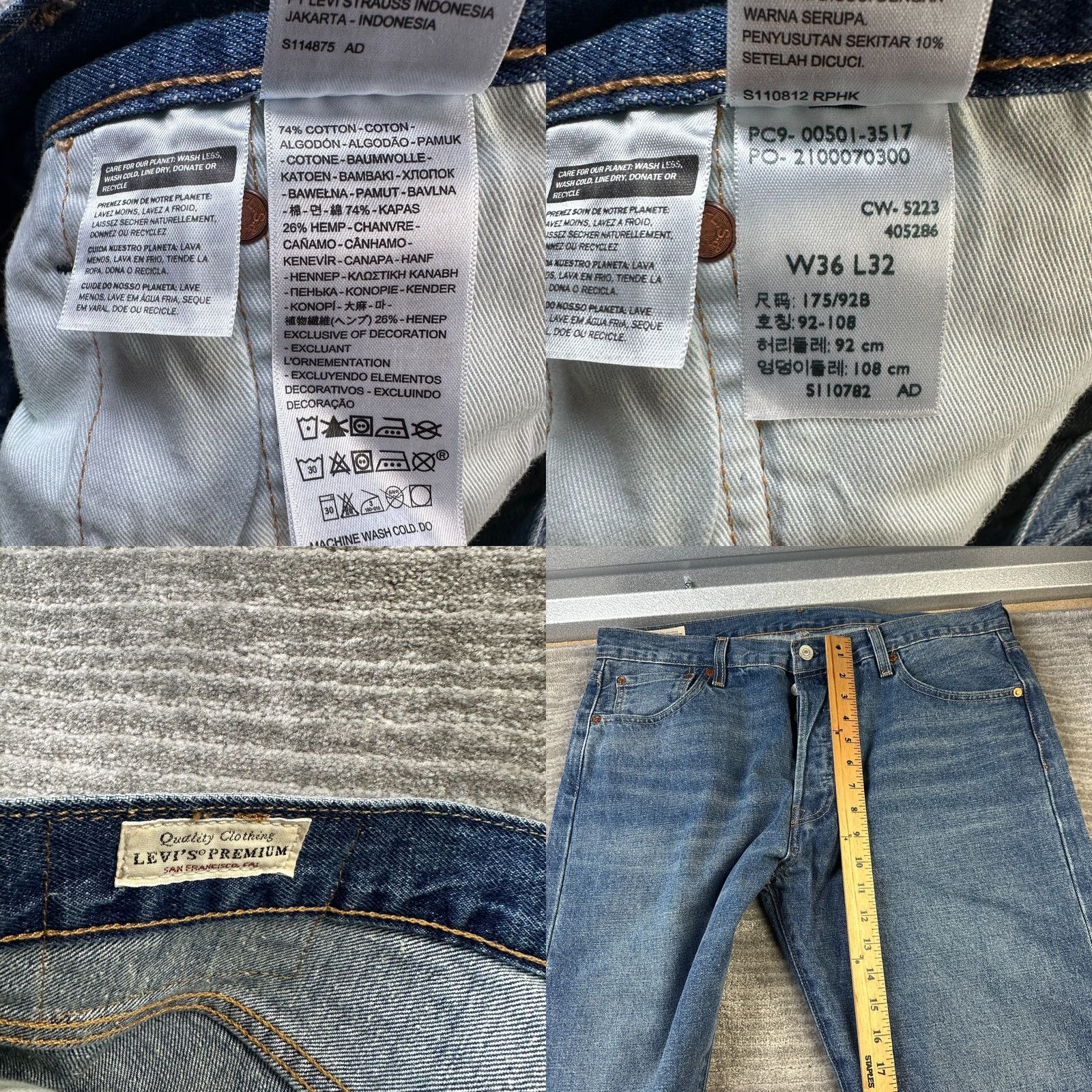 Levi's Levi's 501 Jeans Mens 36x32 Blue Denim Straight Regular Vintage No 90s Theme Size US 36 / EU 52 - 8 Thumbnail