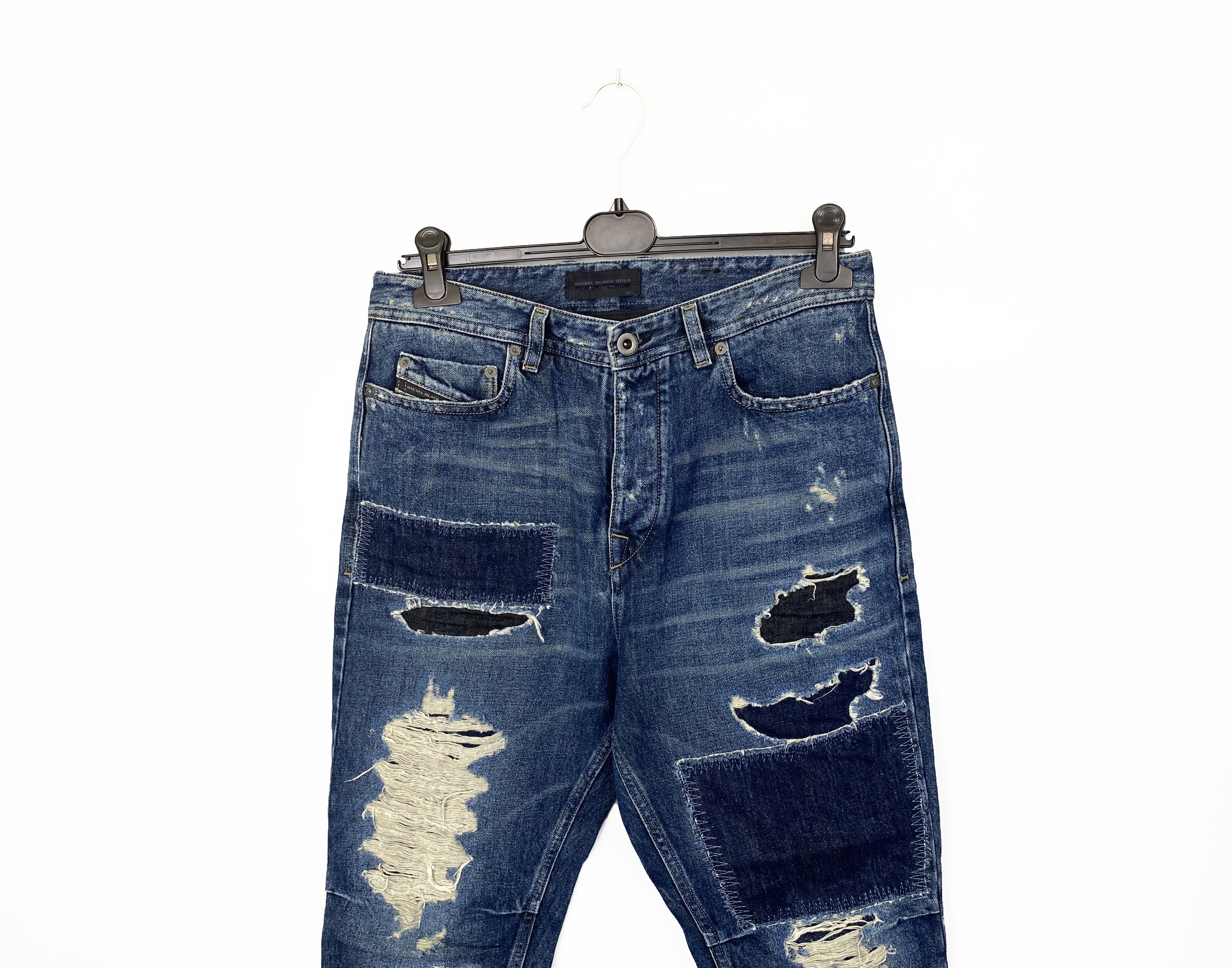 Diesel Black Gold NEW Diesel Black Gold Distressed Patchwork Denim Jeans Size US 28 / EU 44 - 2 Thumbnail